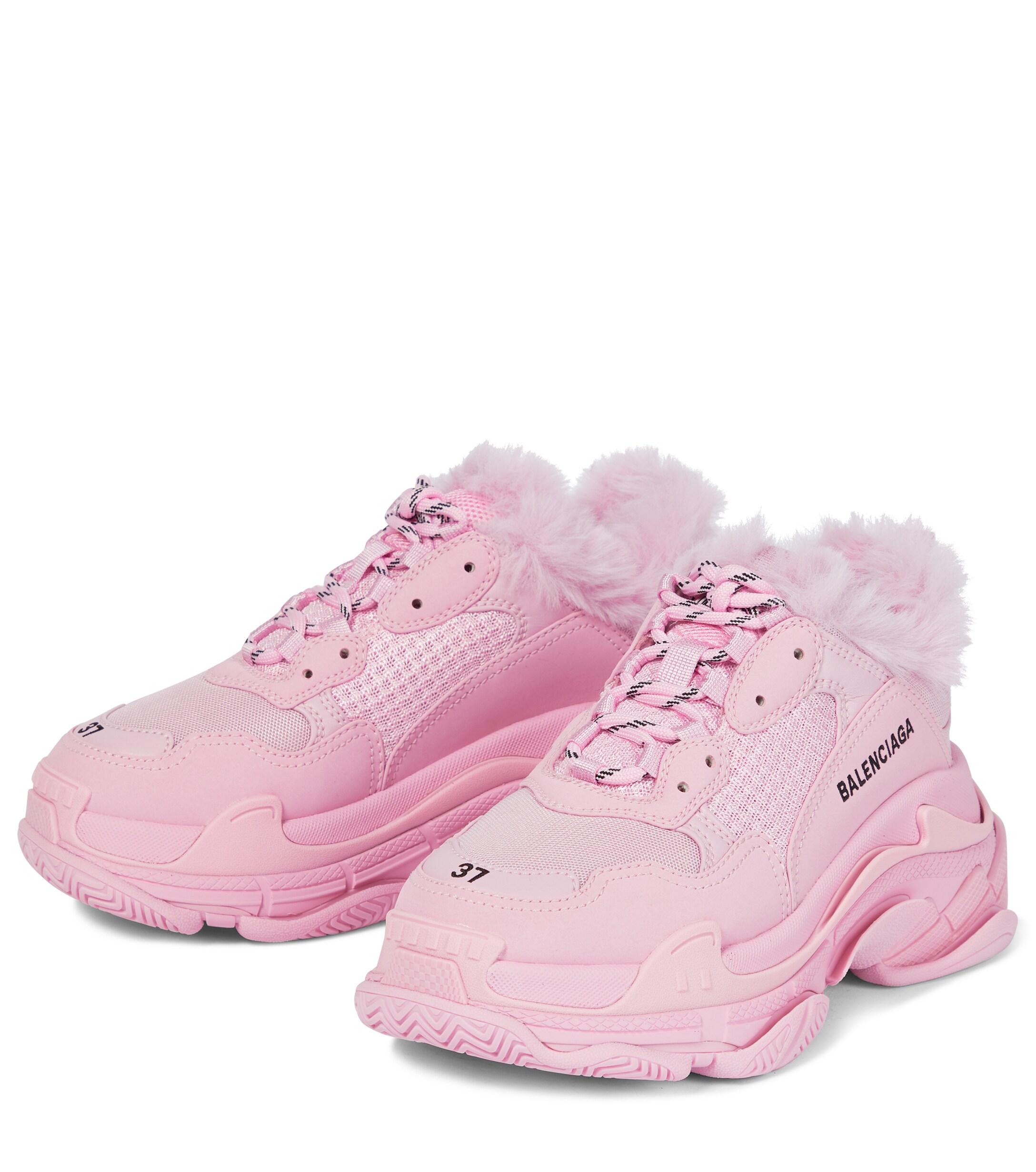 Balenciaga Triple S Faux Fur-lined Sneakers | Lyst