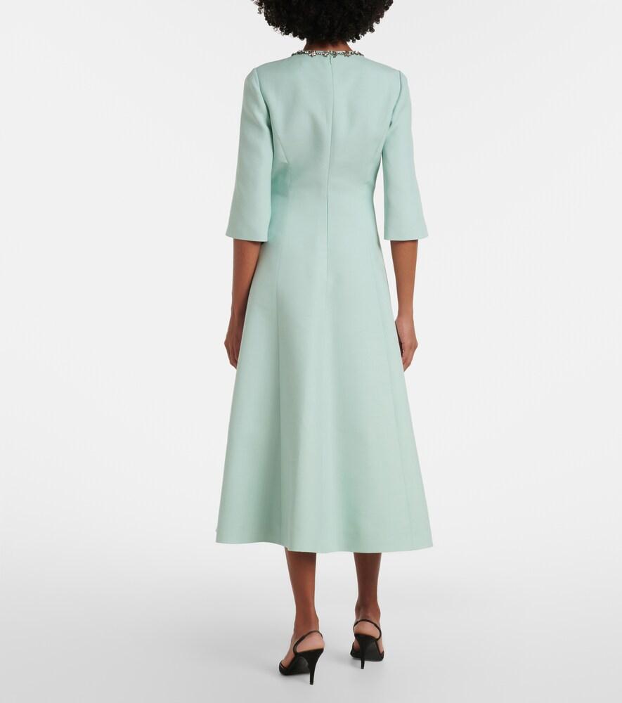 tiered long-sleeve midi dress in swiss dot WOMEN'S LONG SLEEVE V-NECK TIERED SWISS DOTS MIDI DRESS