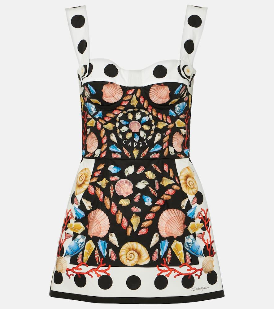 Dolce Gabbana Capri Printed Cotton Corset Dress Lyst