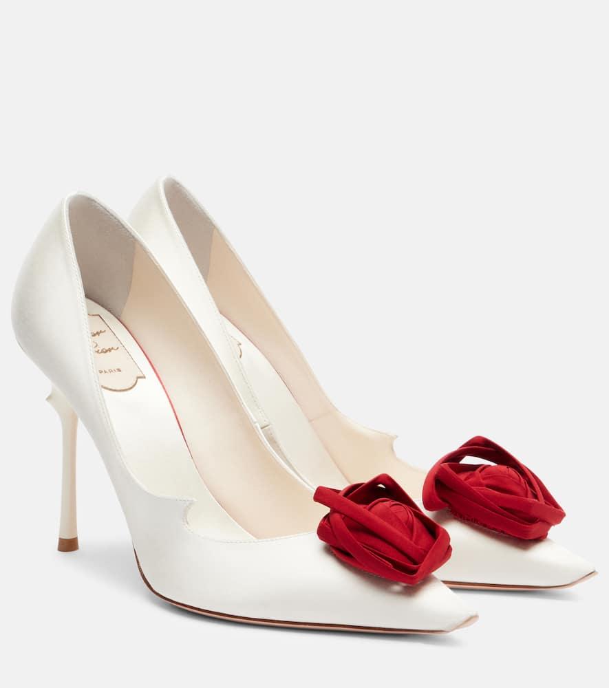 Roger Vivier Epine Rose 100 Floral Satin Pumps in White Lyst UK