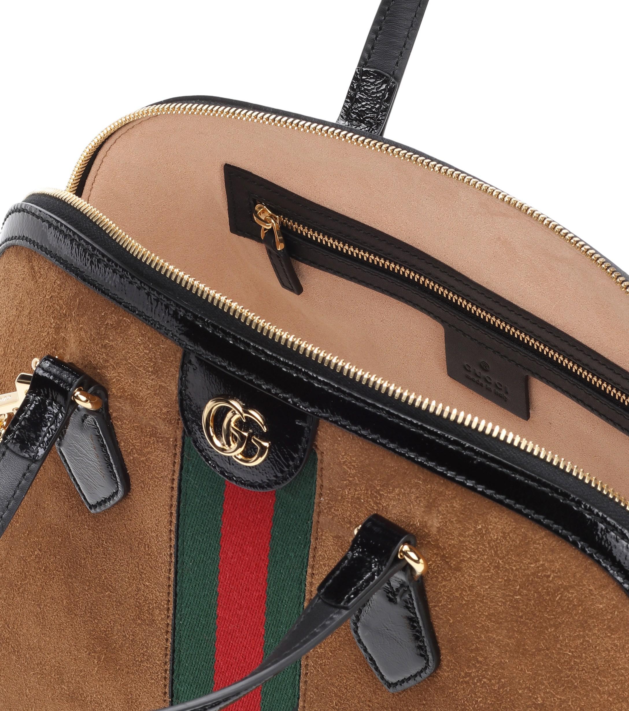 Gucci Ophidia Medium Suede Shoulder Bag in Brown - Lyst