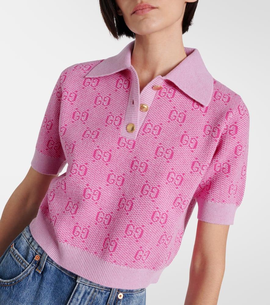 Gucci Polo Shirt Women Wool Cashmere Polo Top In Light Blue GUCCI® US