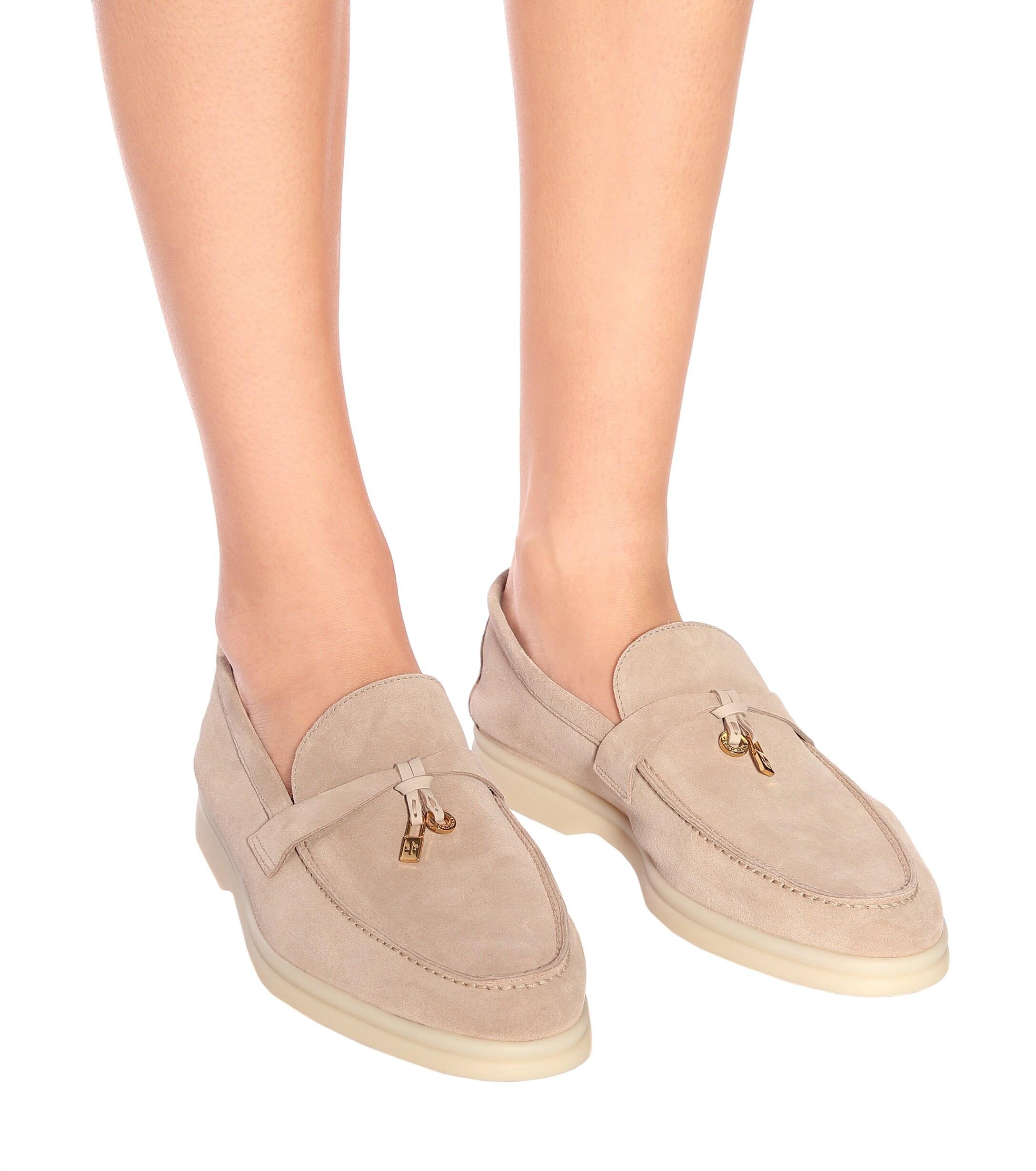 Loro Piana Summer Charms Walk Suede Loafers in Natural | Lyst