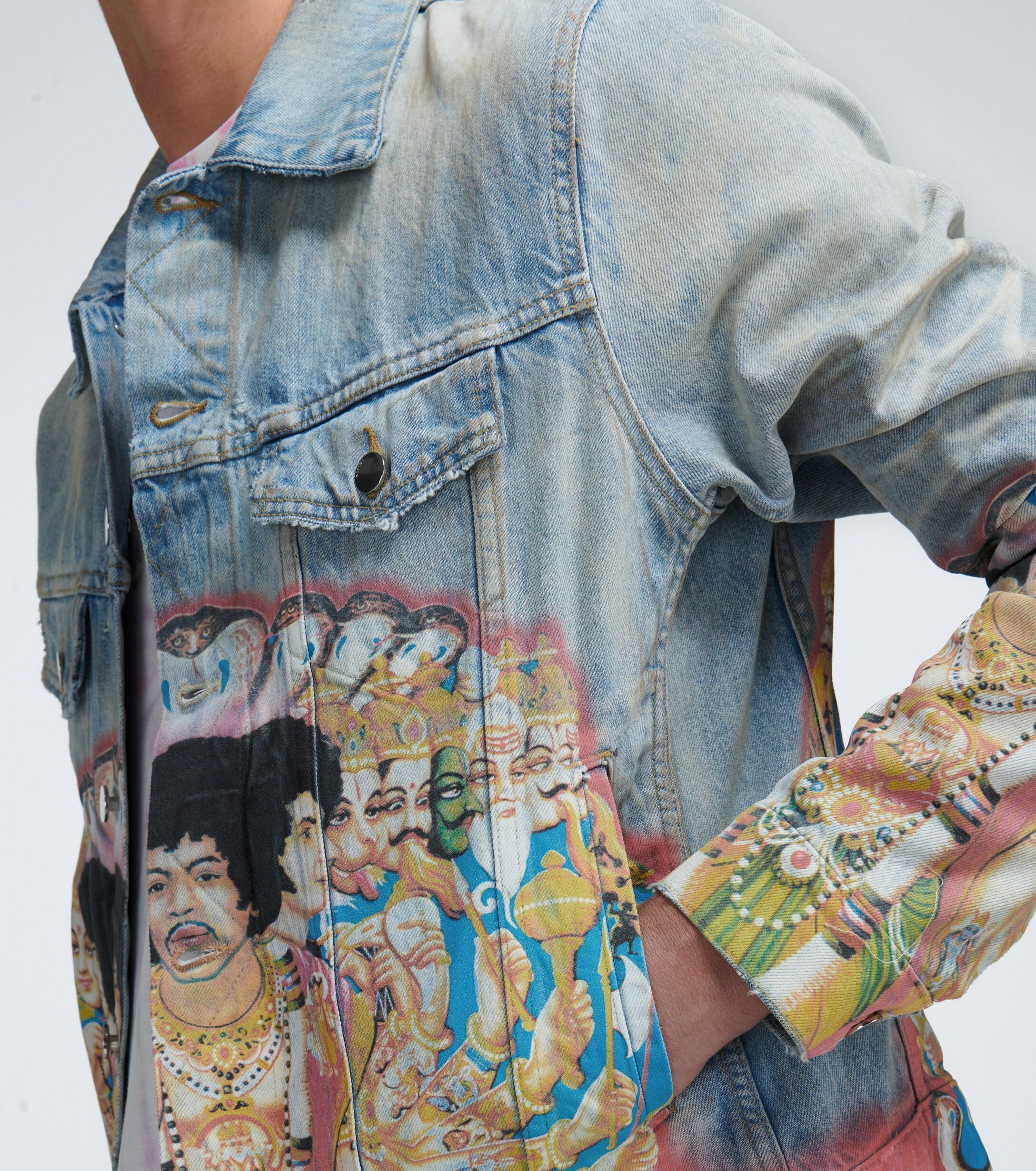 Amiri Denim Jimi Hendrix Printed Trucker Jacket in Blue for Men - Lyst
