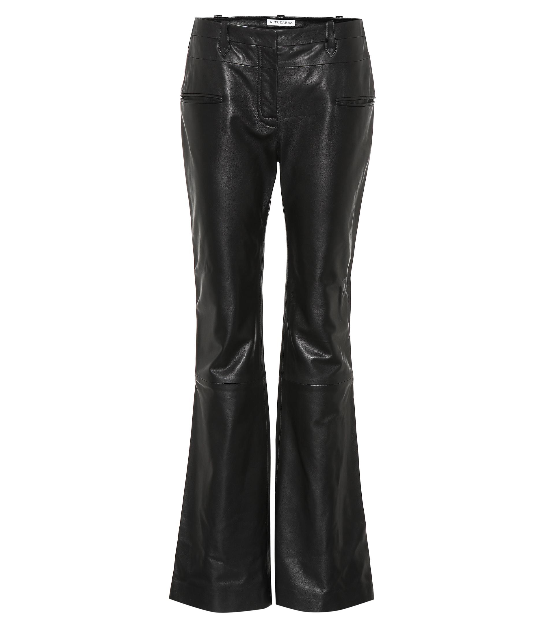 Altuzarra Leather Flare Pants in Black - Lyst