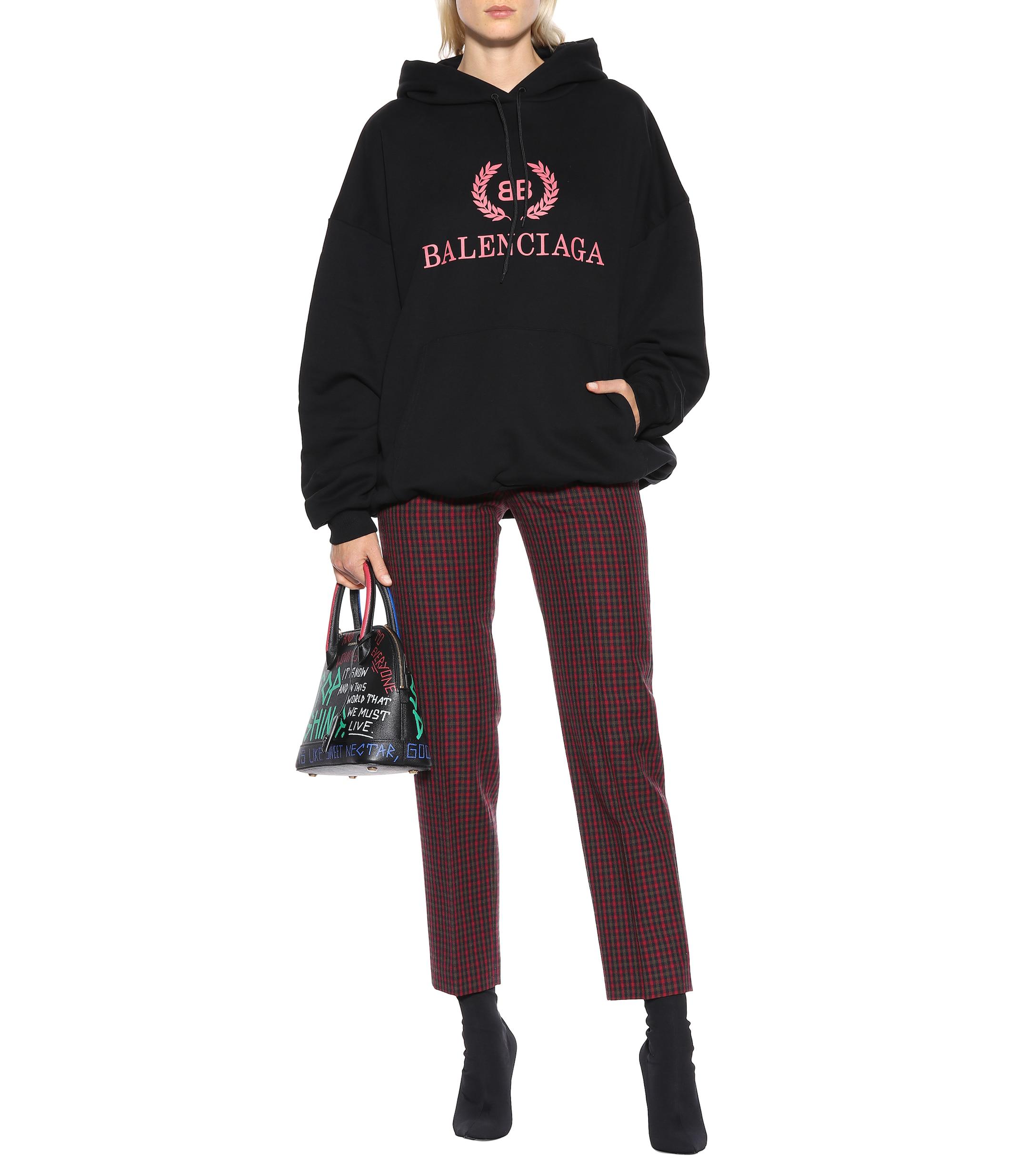 Balenciaga Bb Cotton Hoodie in Black - Lyst