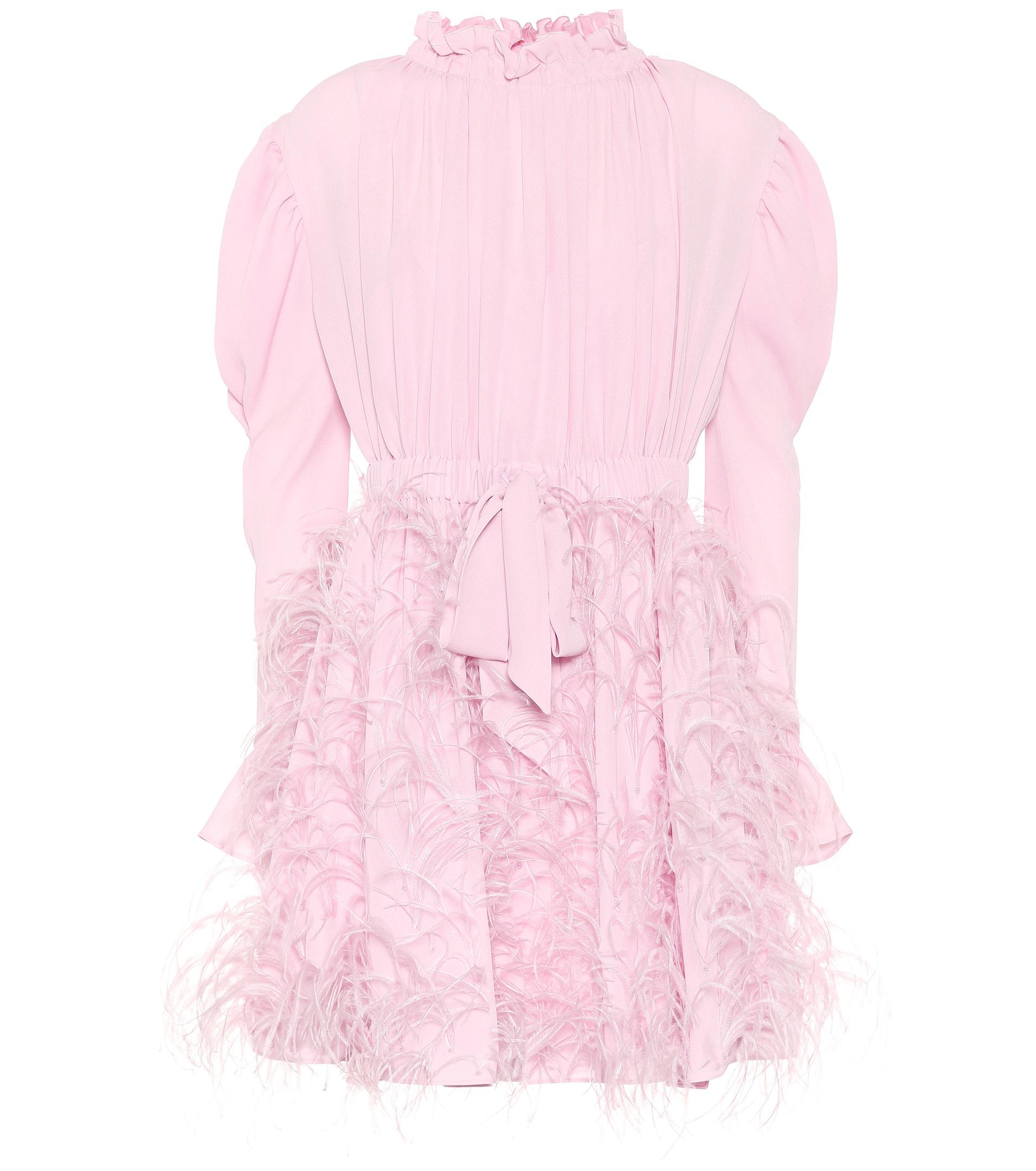 Feather Trimmed Dress in Pink Lyst
