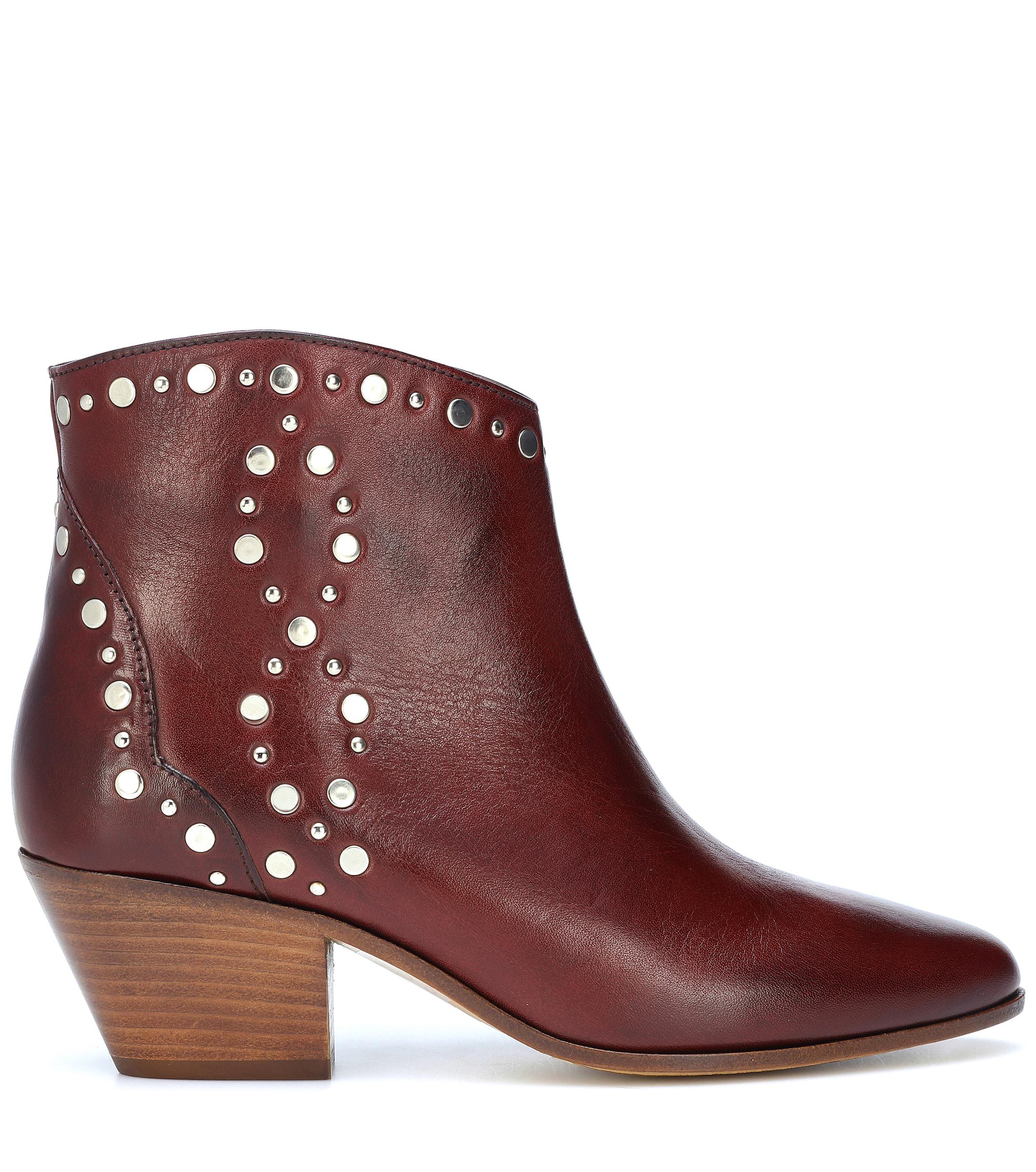 Isabel Marant Dacken Studded Leather Ankle Boots - Lyst