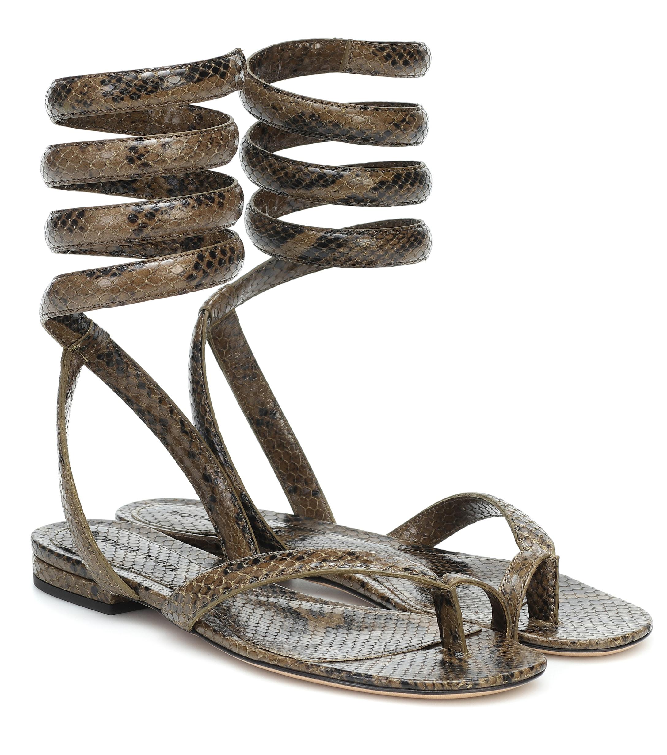 Bottega Veneta Bv Spiral Snake-effect Leather Sandals | Lyst
