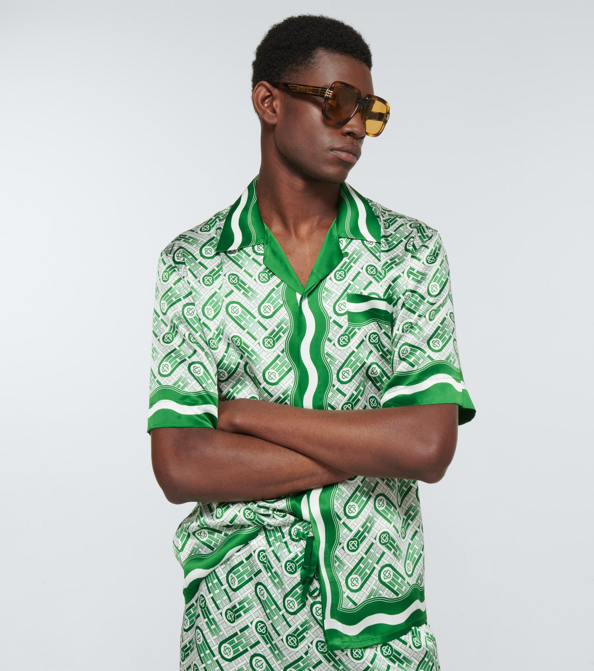 CASABLANCA Printed Silk Shirt in Green for Men | Lyst