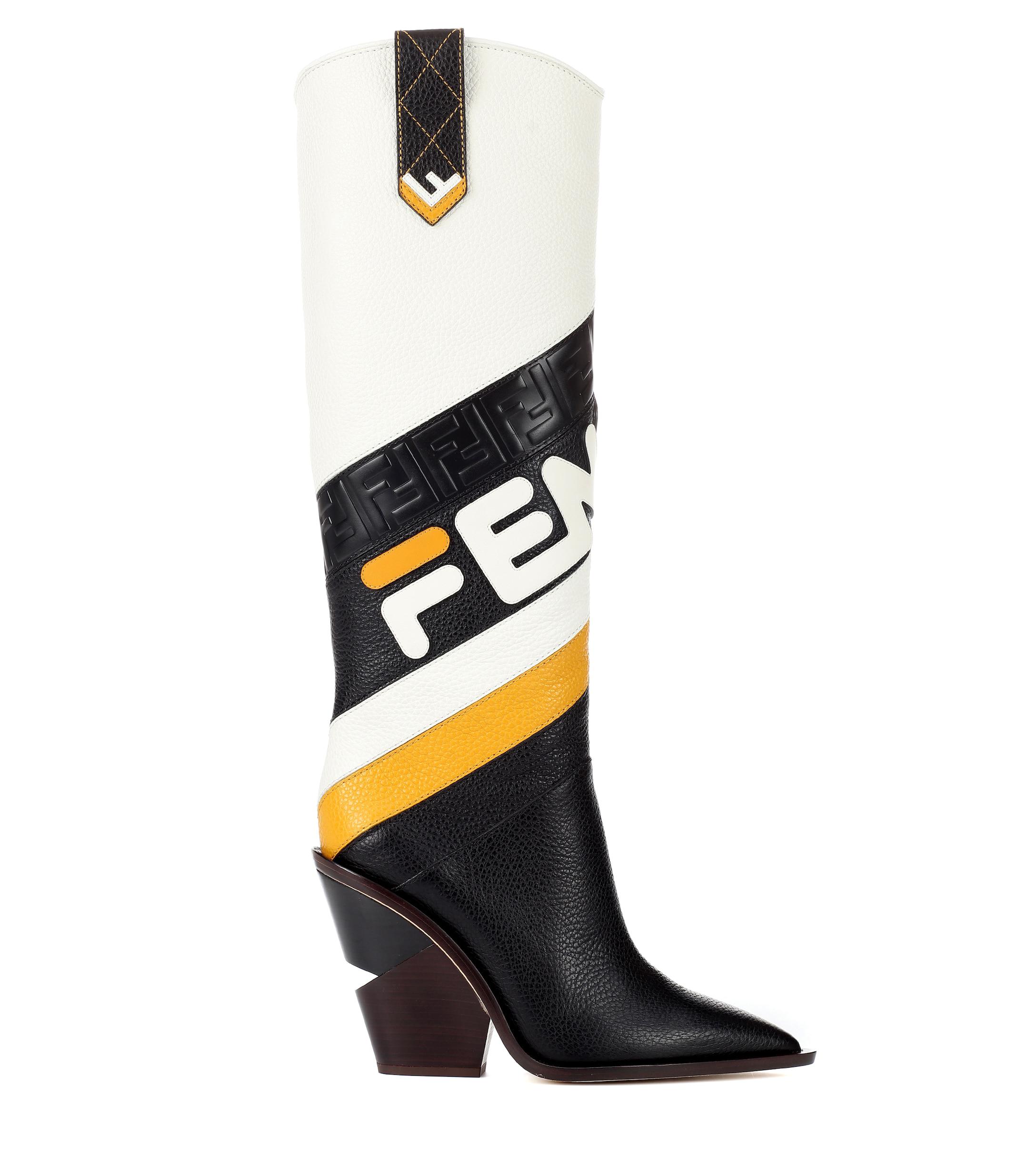 Fendi Mania Leather Knee High Boots in 
