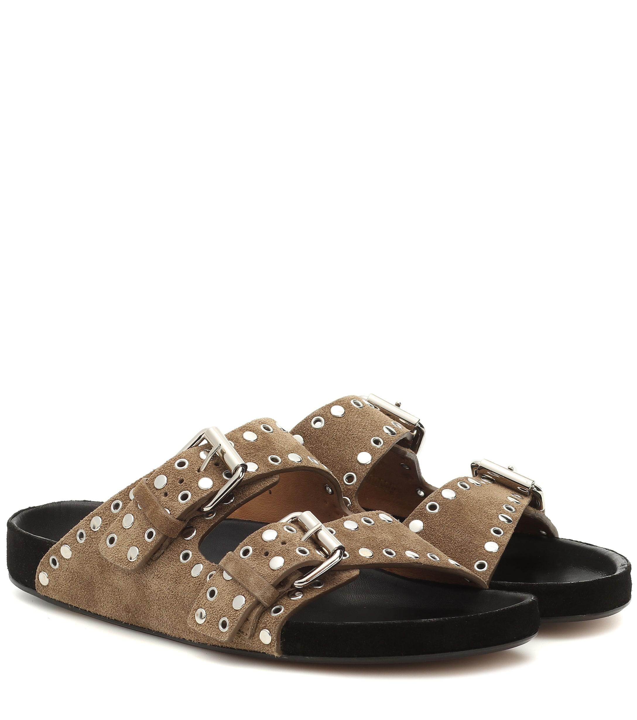isabel marant lennyo grommet suede slides