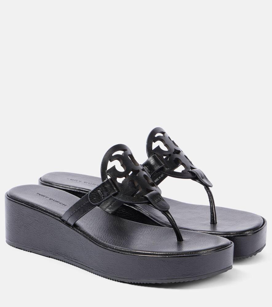 Tory Burch Miller Leather Platform Thong Sandals in Black Lyst