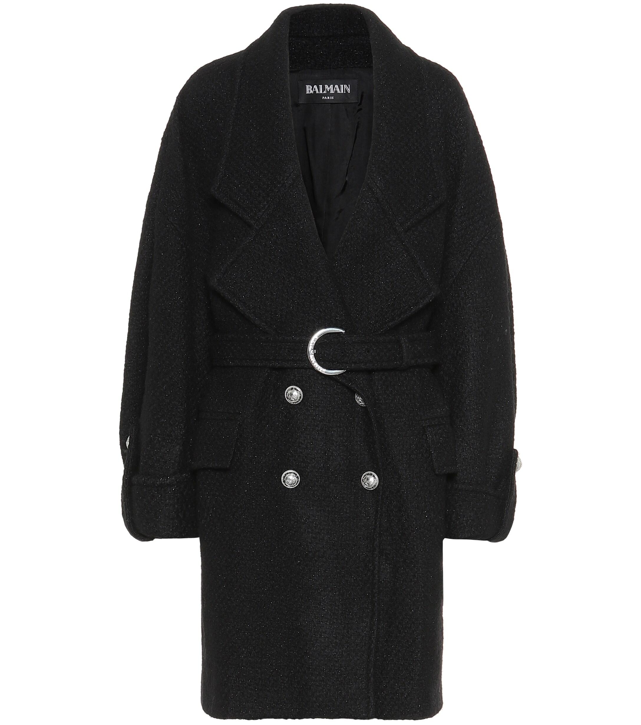 Balmain Wool-blend Coat in Black - Lyst