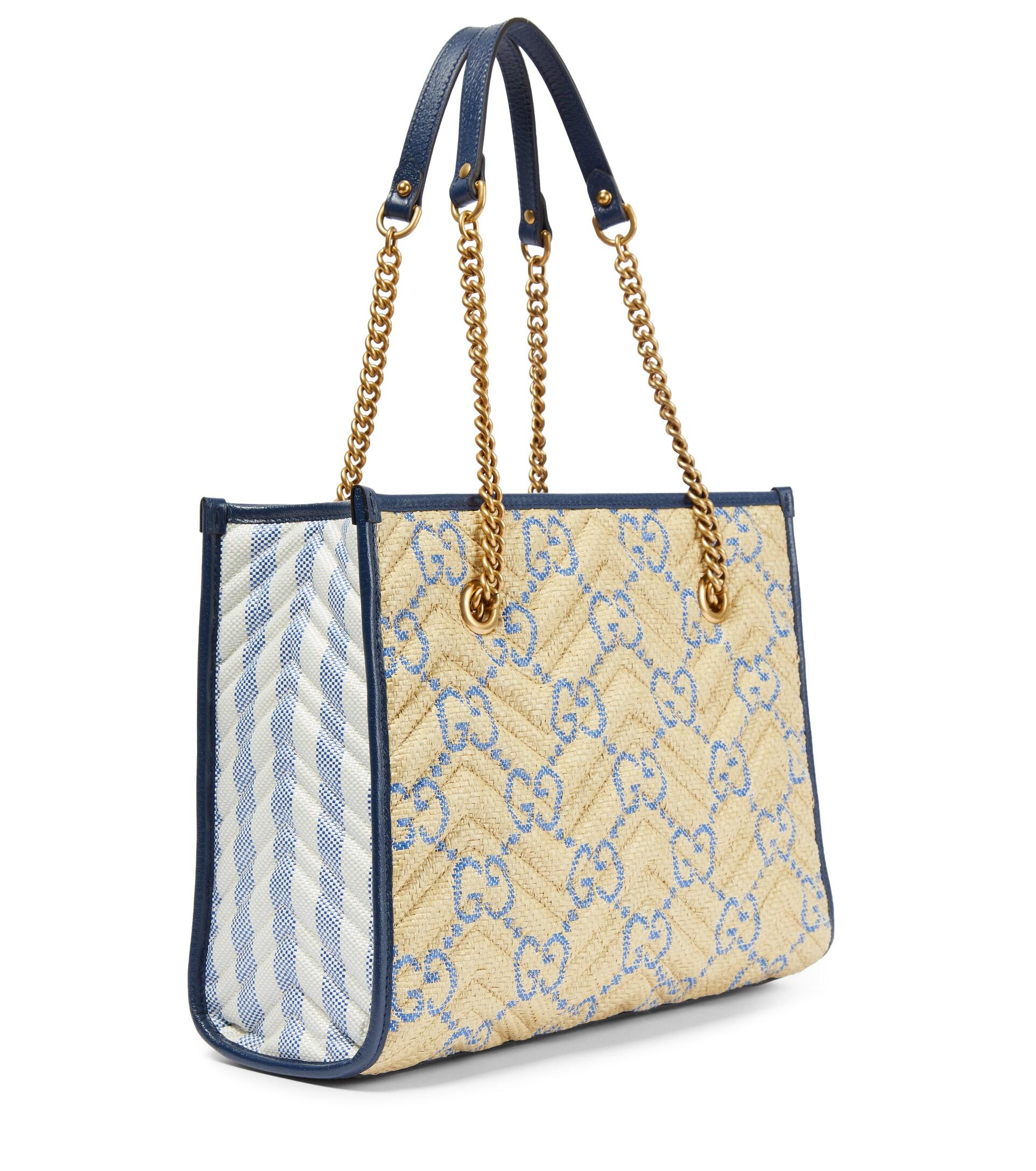 Gucci★素敵！Resort Collection GG Raffia Tote, Palm Desert GUCCI Leather-trimmed raffia tote | NET-A-PORTER