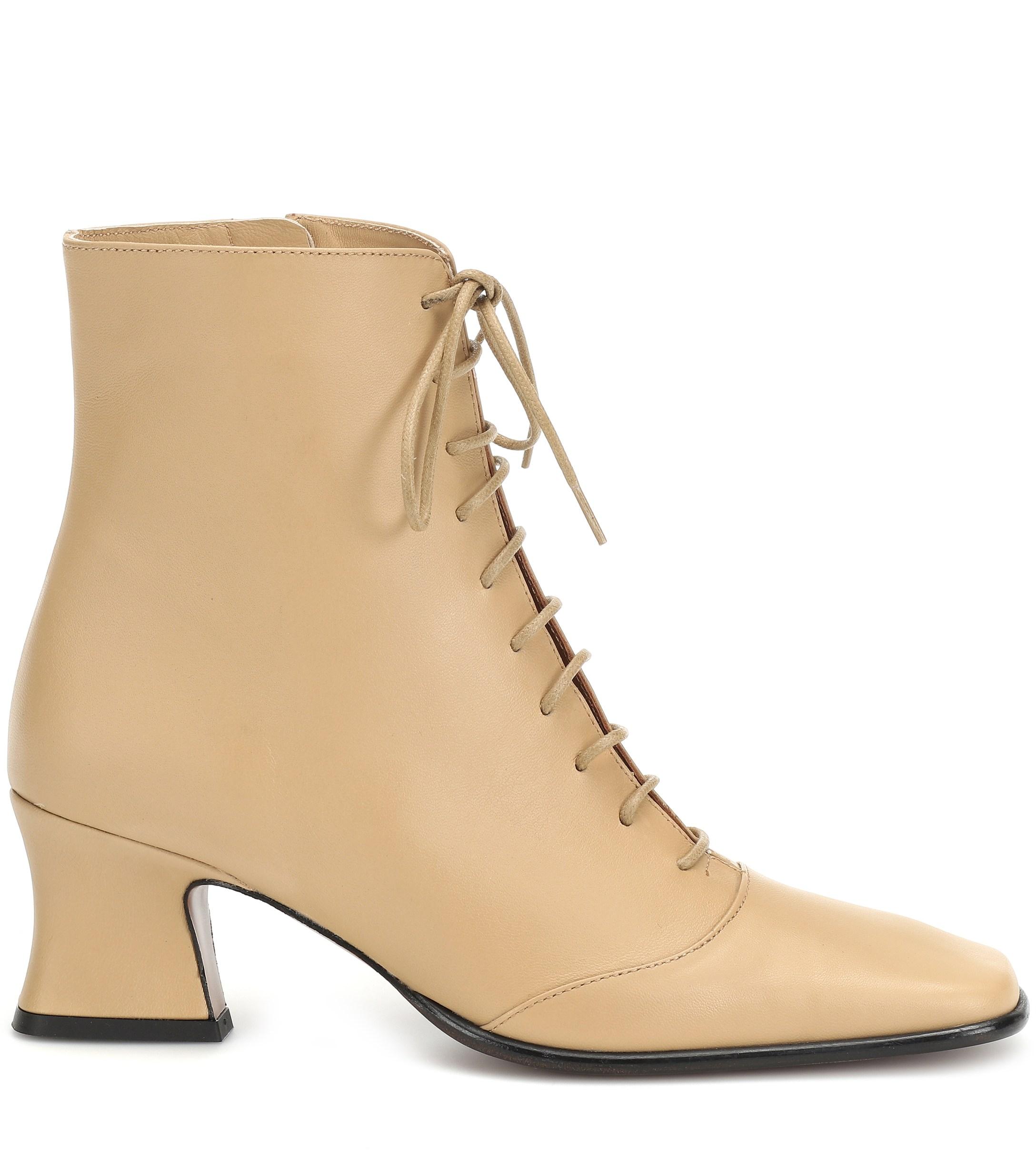 BY FAR Kate Leather Ankle Boots in Cream (Natural) - Lyst