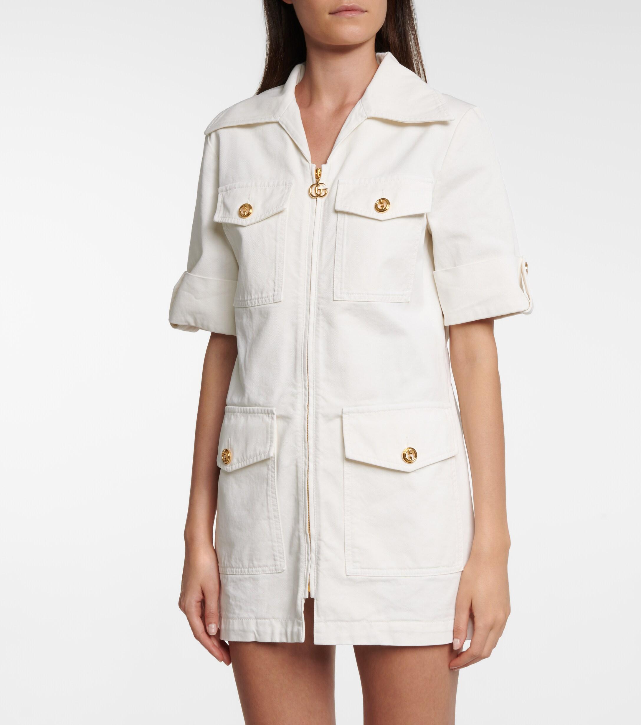 Gucci Belted Cotton Minidress in White ...
