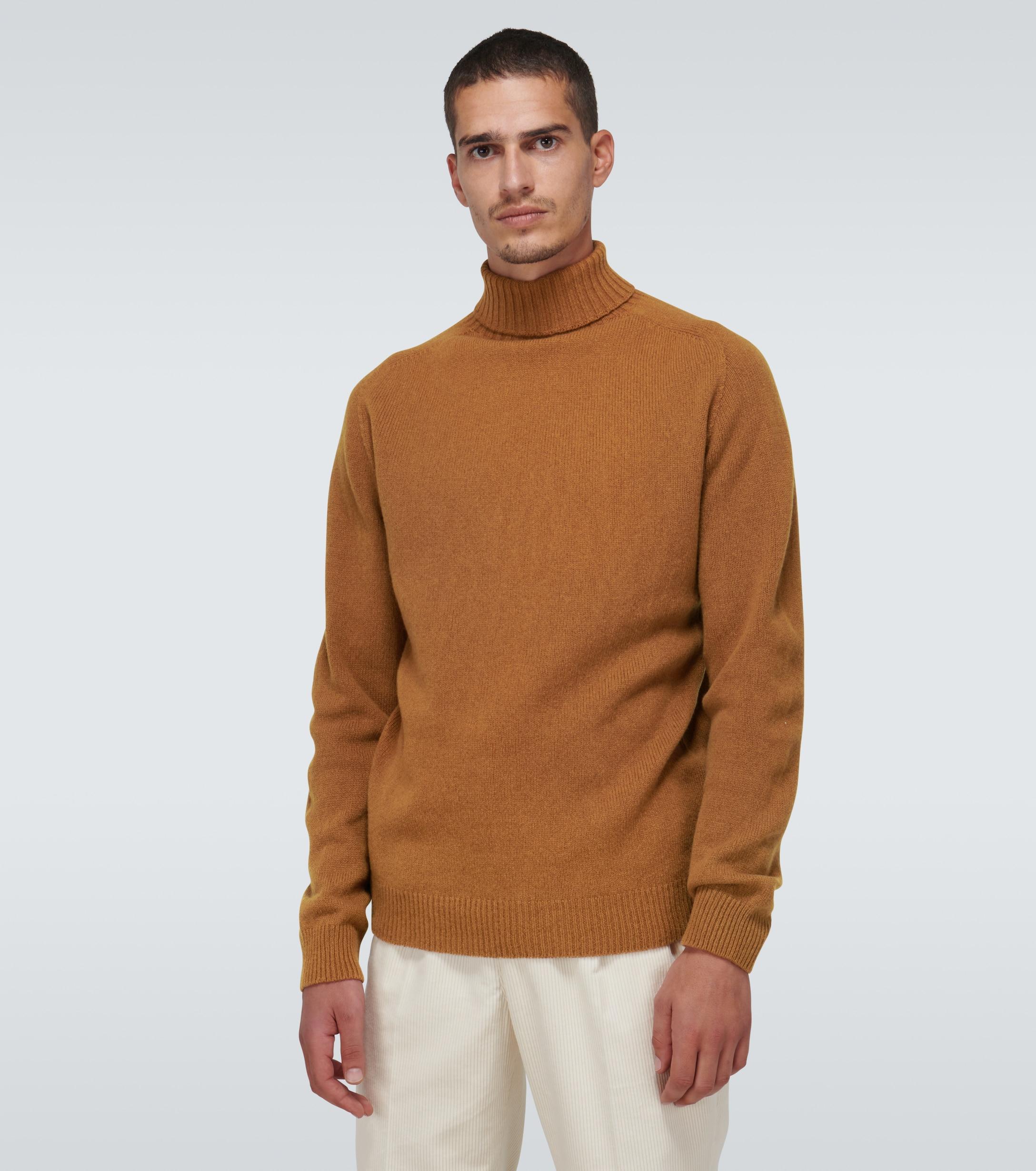 Sunspel Lambswool Turtleneck Sweater in Brown for Men - Lyst