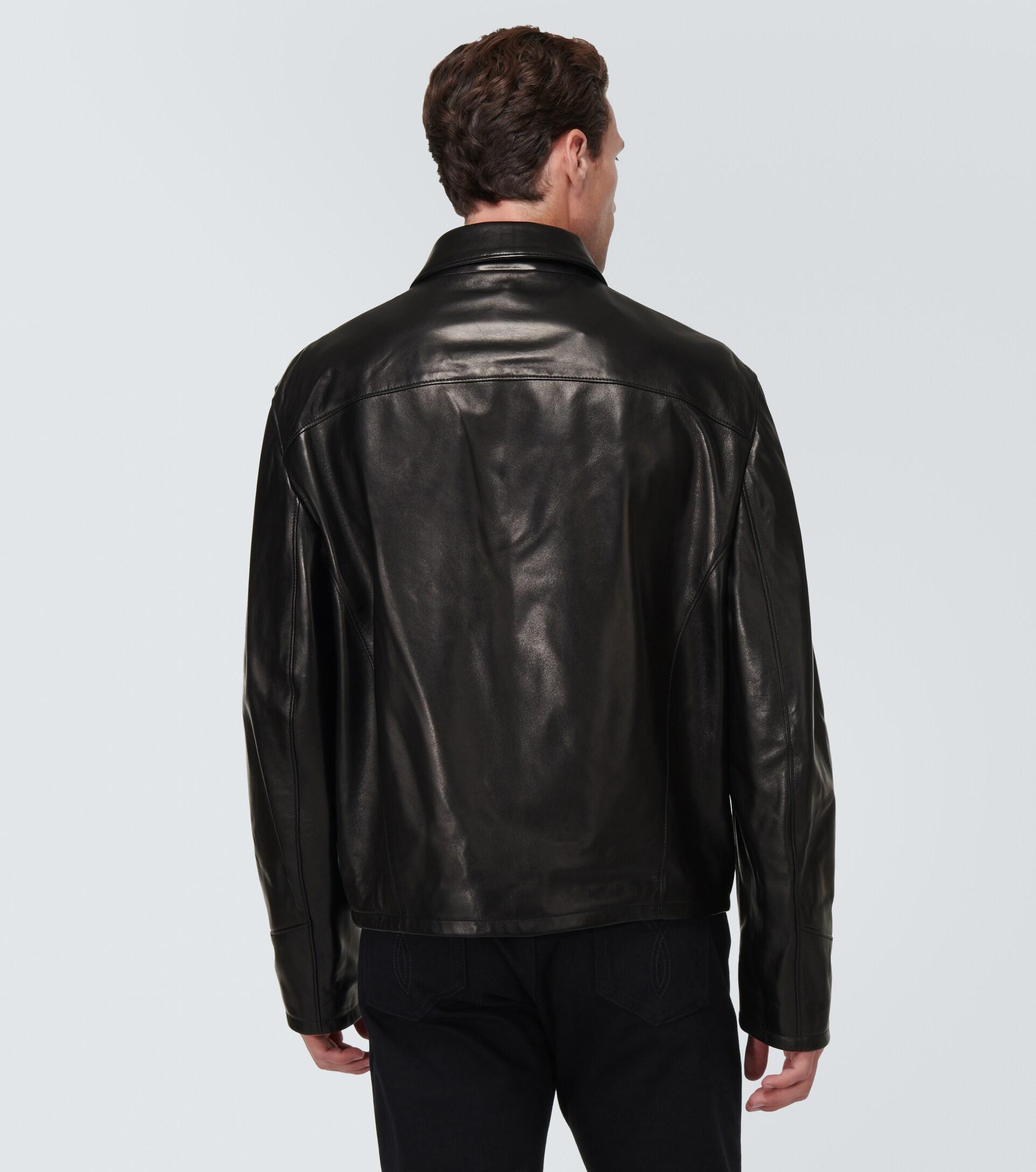 Versace Blouson Leather Jacket in Black for Men | Lyst