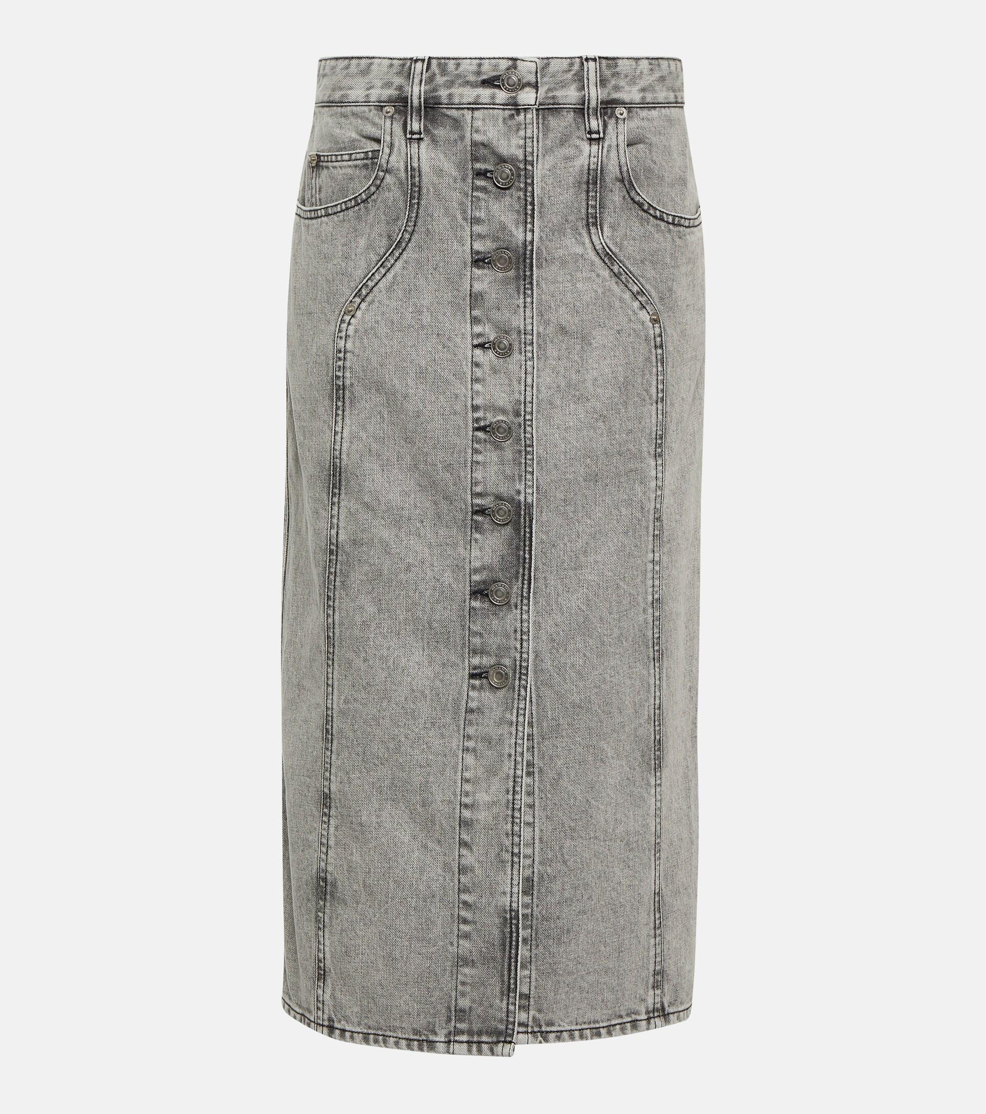 MARANT ETOILE Vandy Denim Midi Skirt in Gray | Lyst