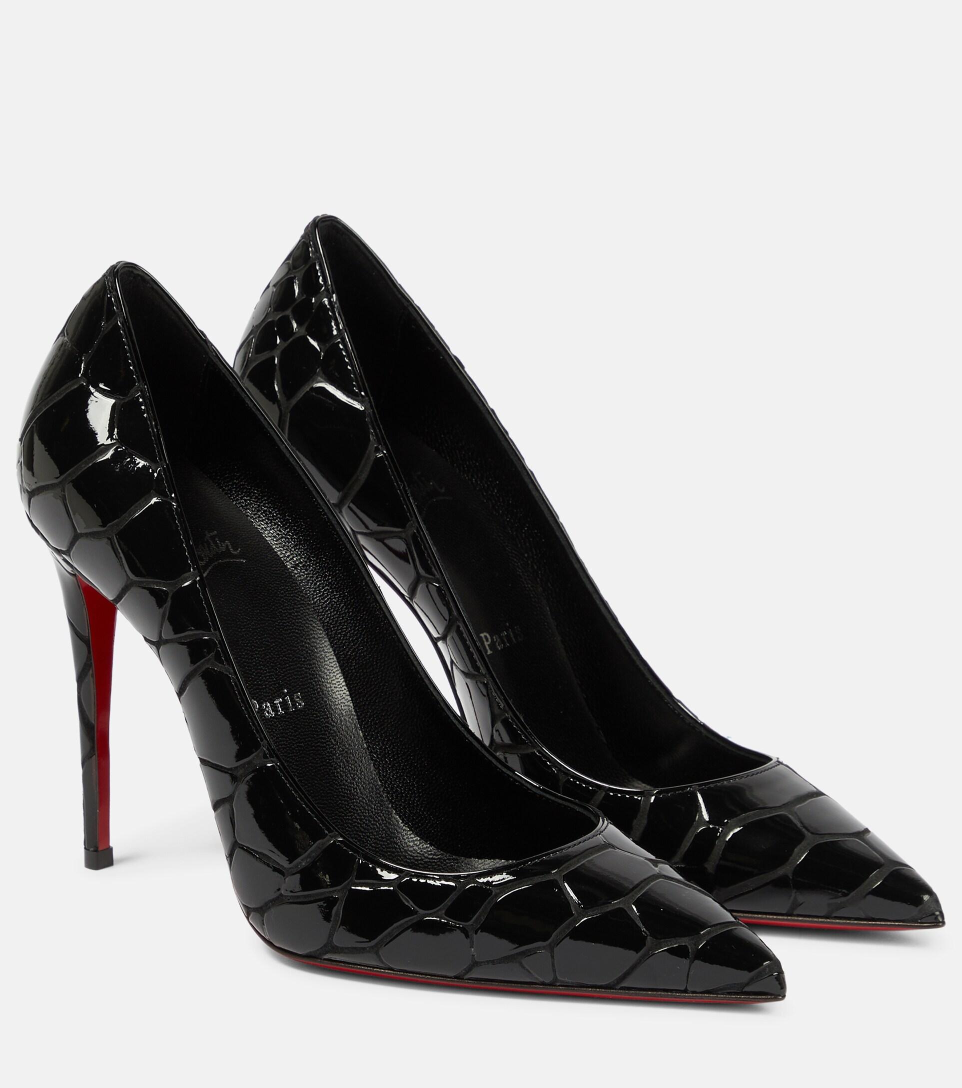 Christian Louboutin Kate 100 Croceffect Leather Pumps in Black Lyst