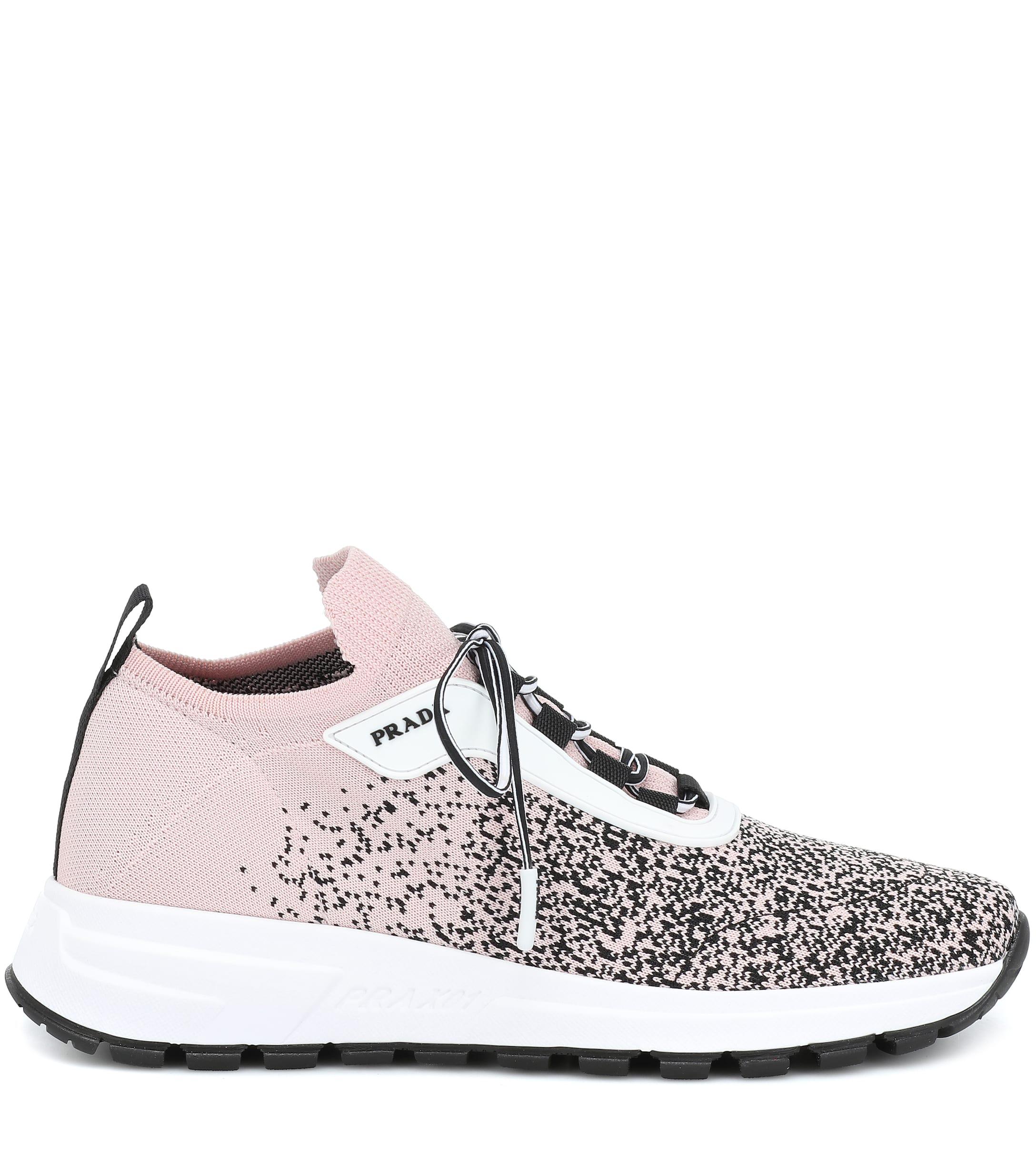 Prada Prax-01 Knit Sneakers in Pink - Lyst