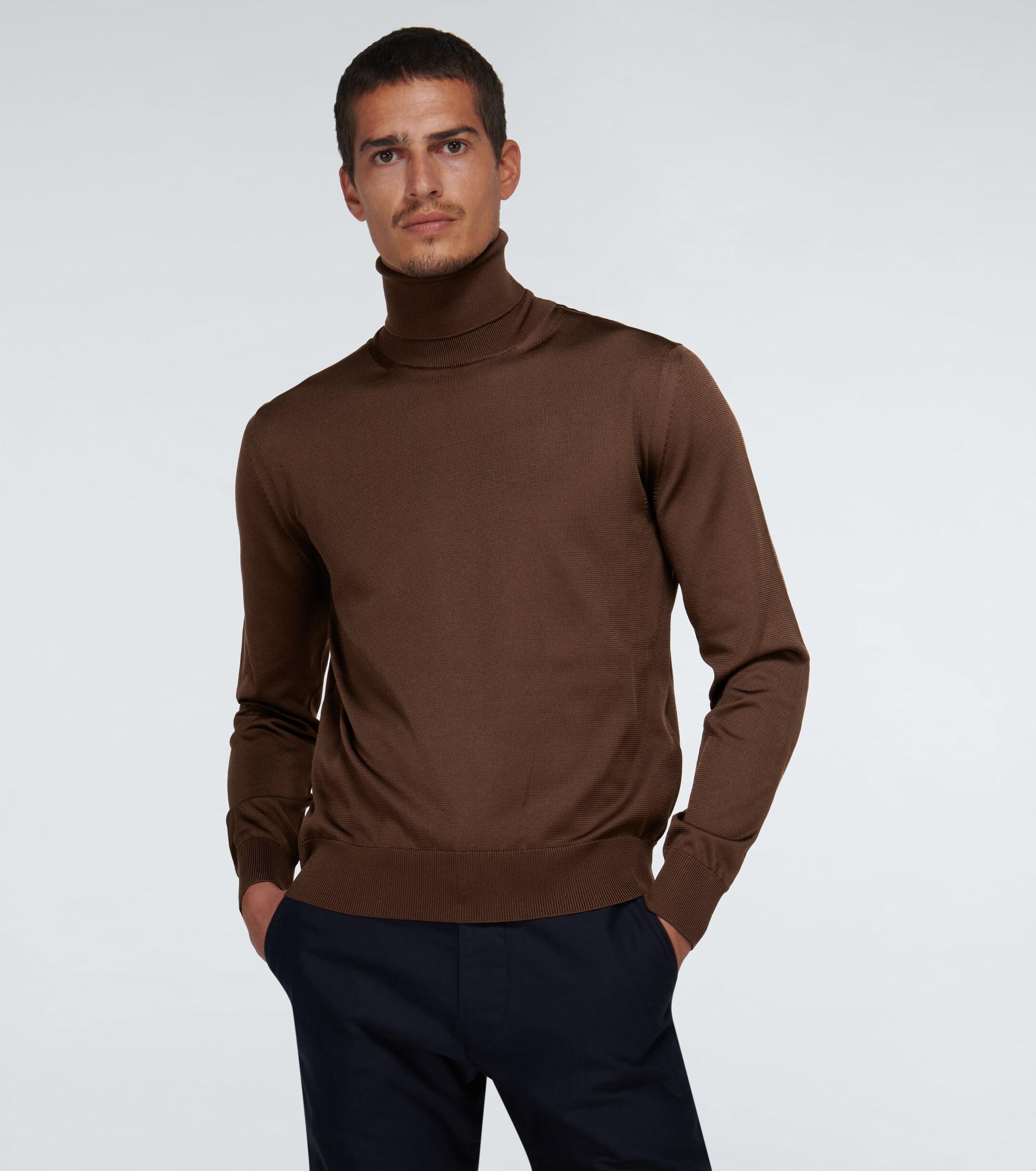 Tom Ford Long-sleeved Turtleneck Sweater in Brown for Men - Lyst