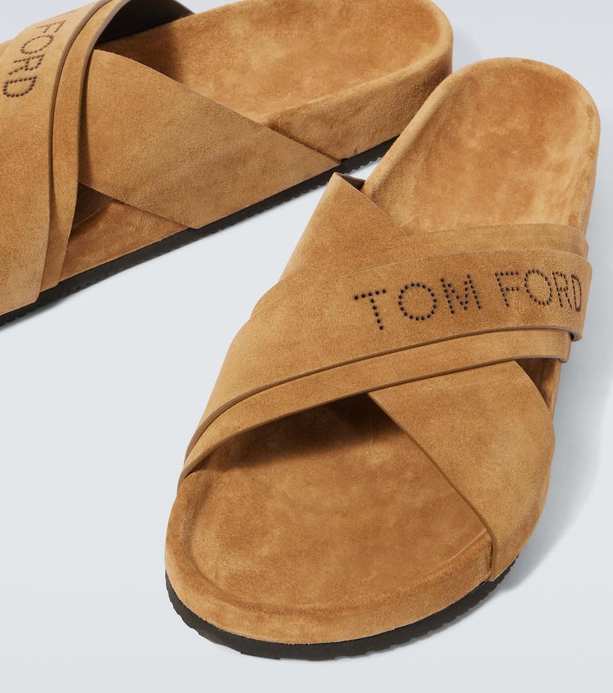 サンダル TOM FORD Suede Logo-stamp Slides Beige TOM FORD Suede Logo-stamp Slides Beige – MAISONDEFASHION.COM