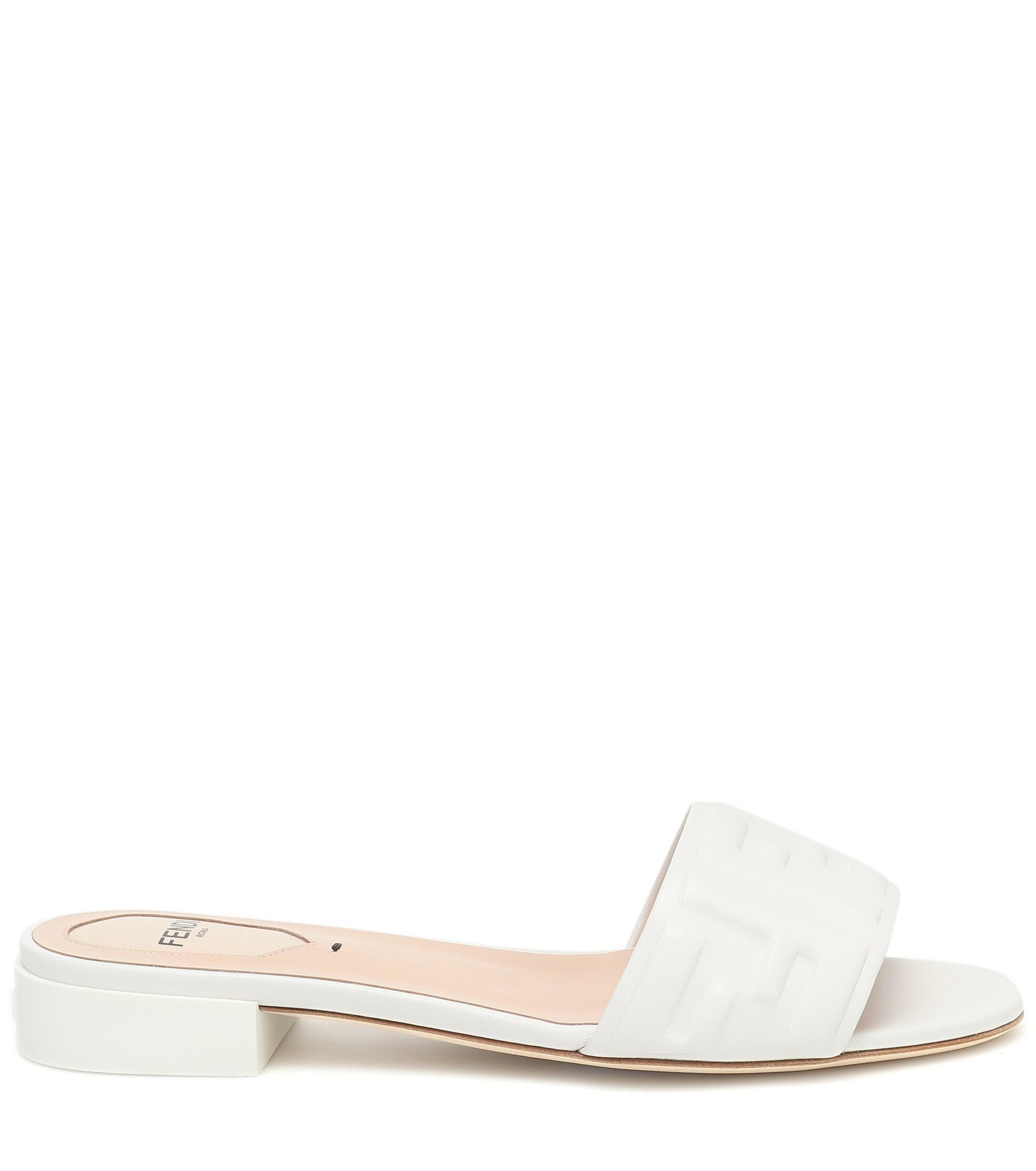 fendi leather mules with ff strap