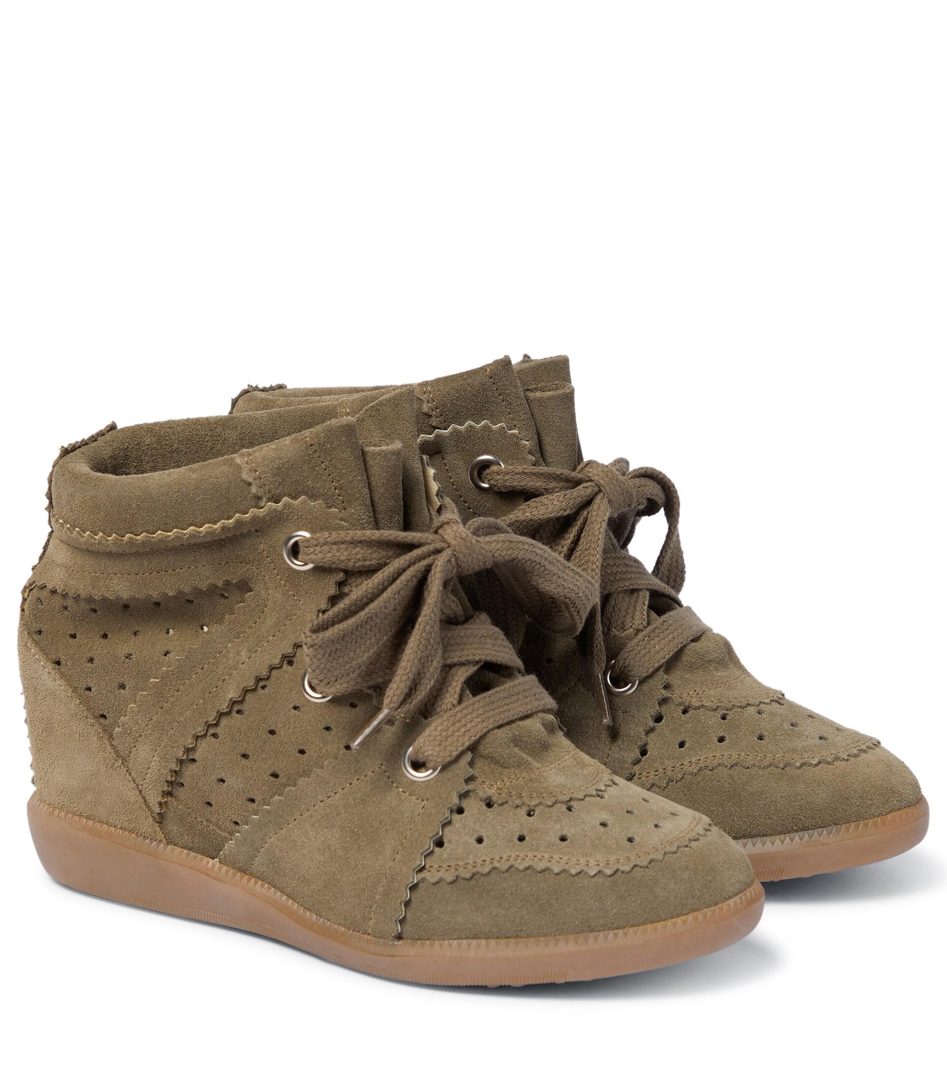 Isabel Marant Bobby Suede Wedge Sneakers in Taupe (Brown) | Lyst