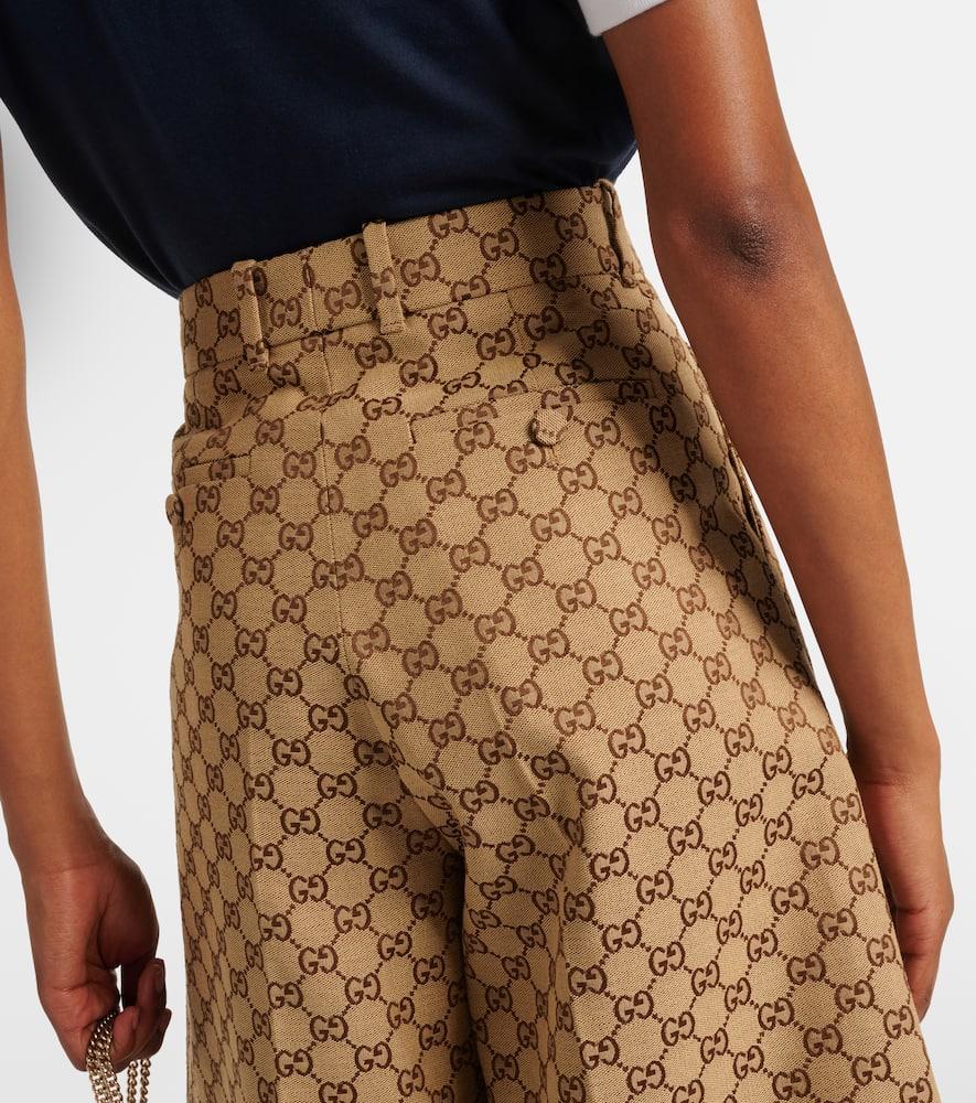 Gucci Gg Canvas Wide-Leg Pants in Natural | Lyst