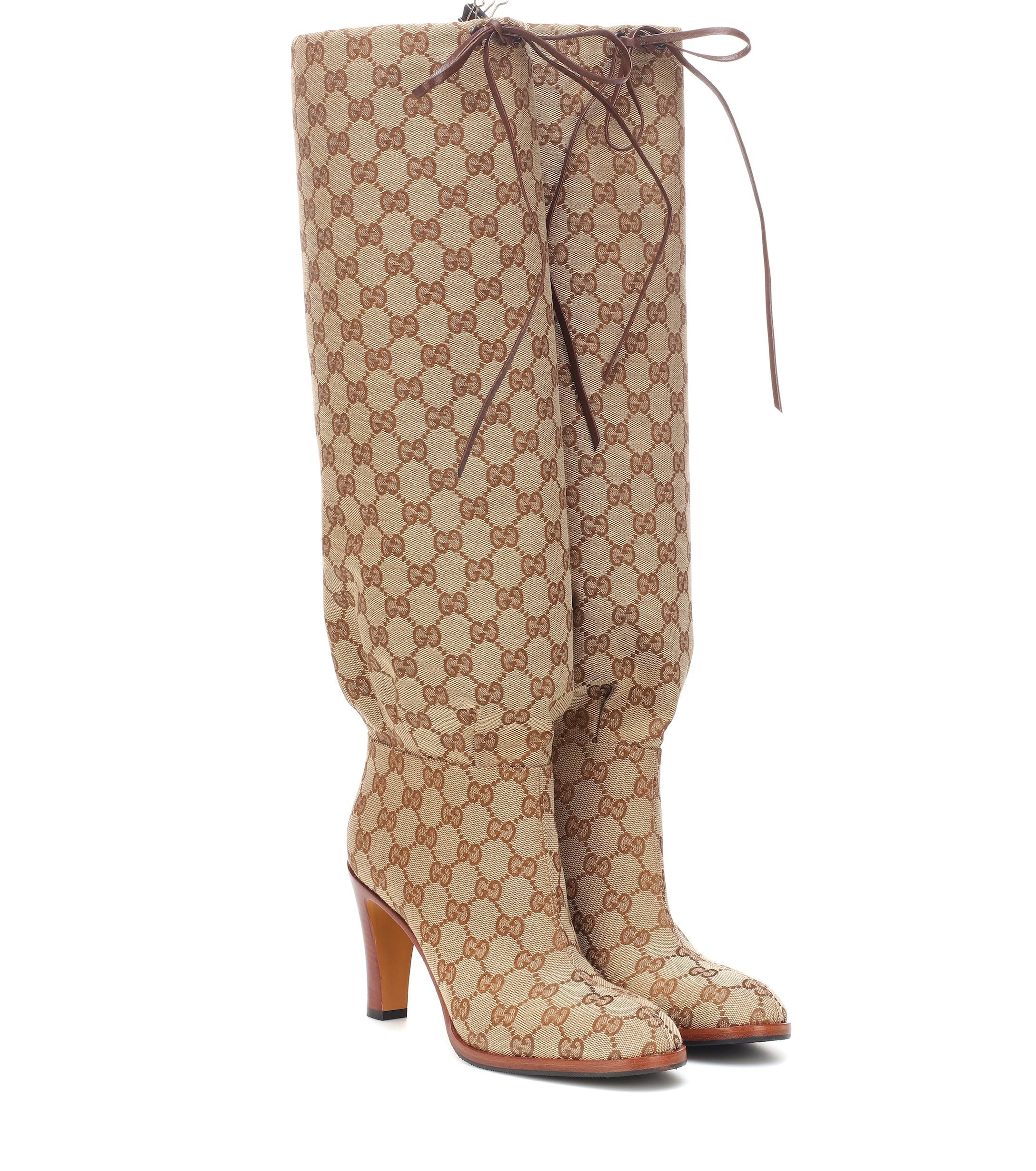 Botas altas de lona GG Gucci de Lona de color Neutro | Lyst
