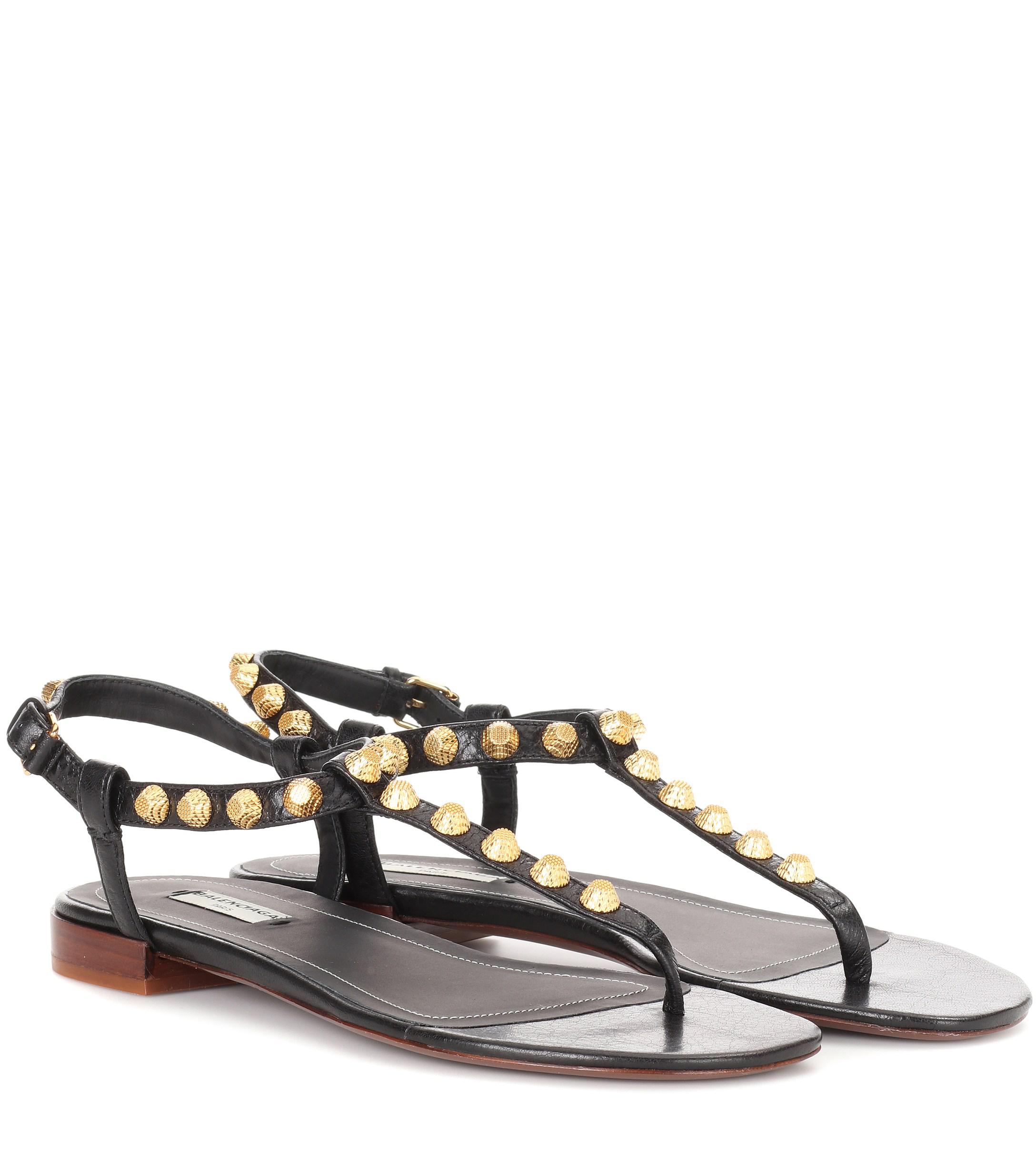 Balenciaga Studded Leather Thong Sandal In Beige Nude Size | My XXX Hot ...