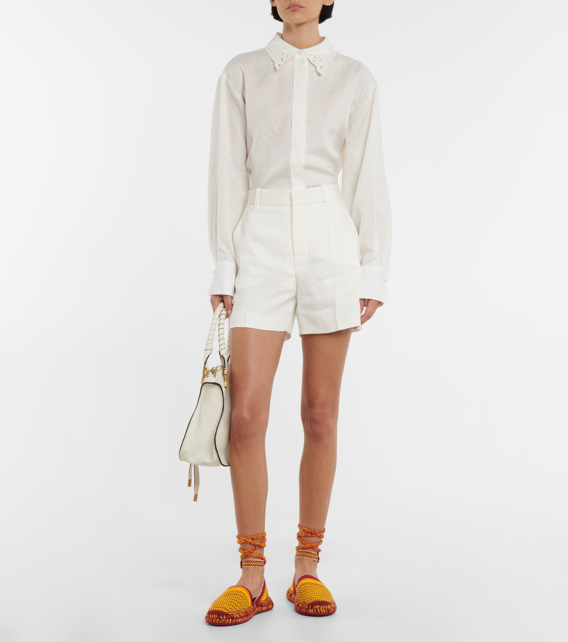 Chloé High-rise Linen Shorts in White | Lyst