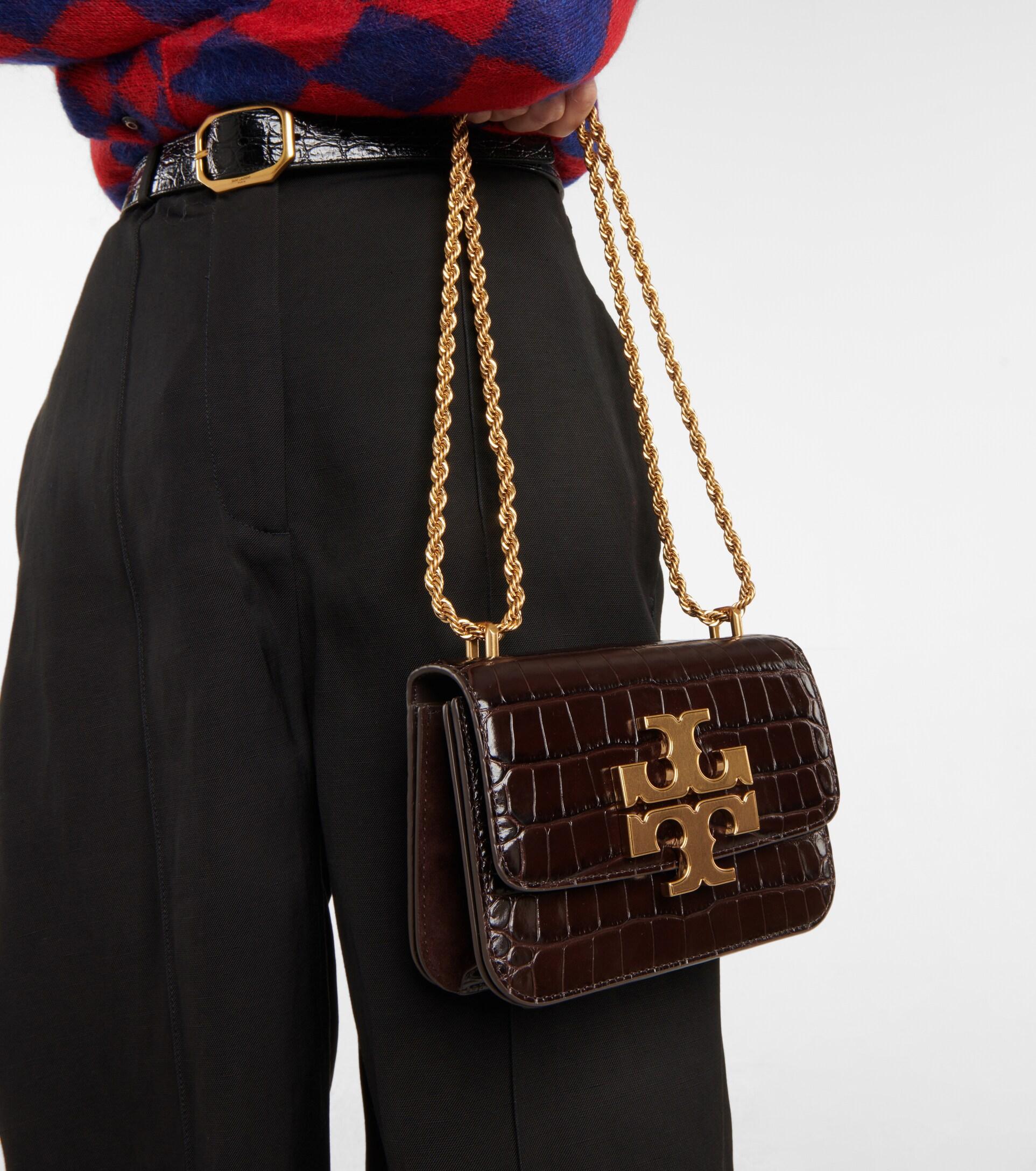 Shop Tory Burch Eleanor Croc-Embossed Leather Convertible Shoulder Bag