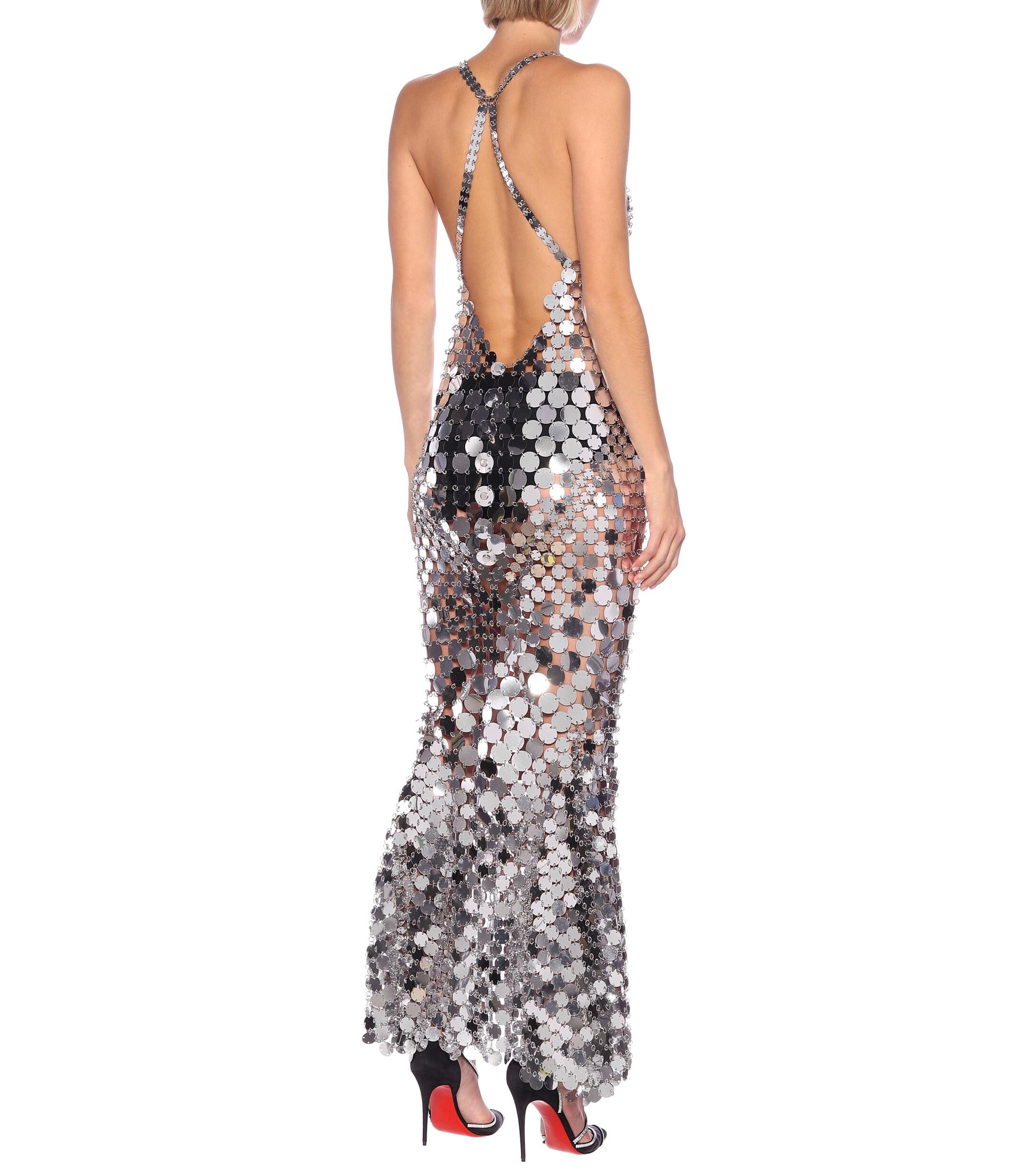 Paco Rabanne Sequined Maxi Dress in Metallic | Lyst