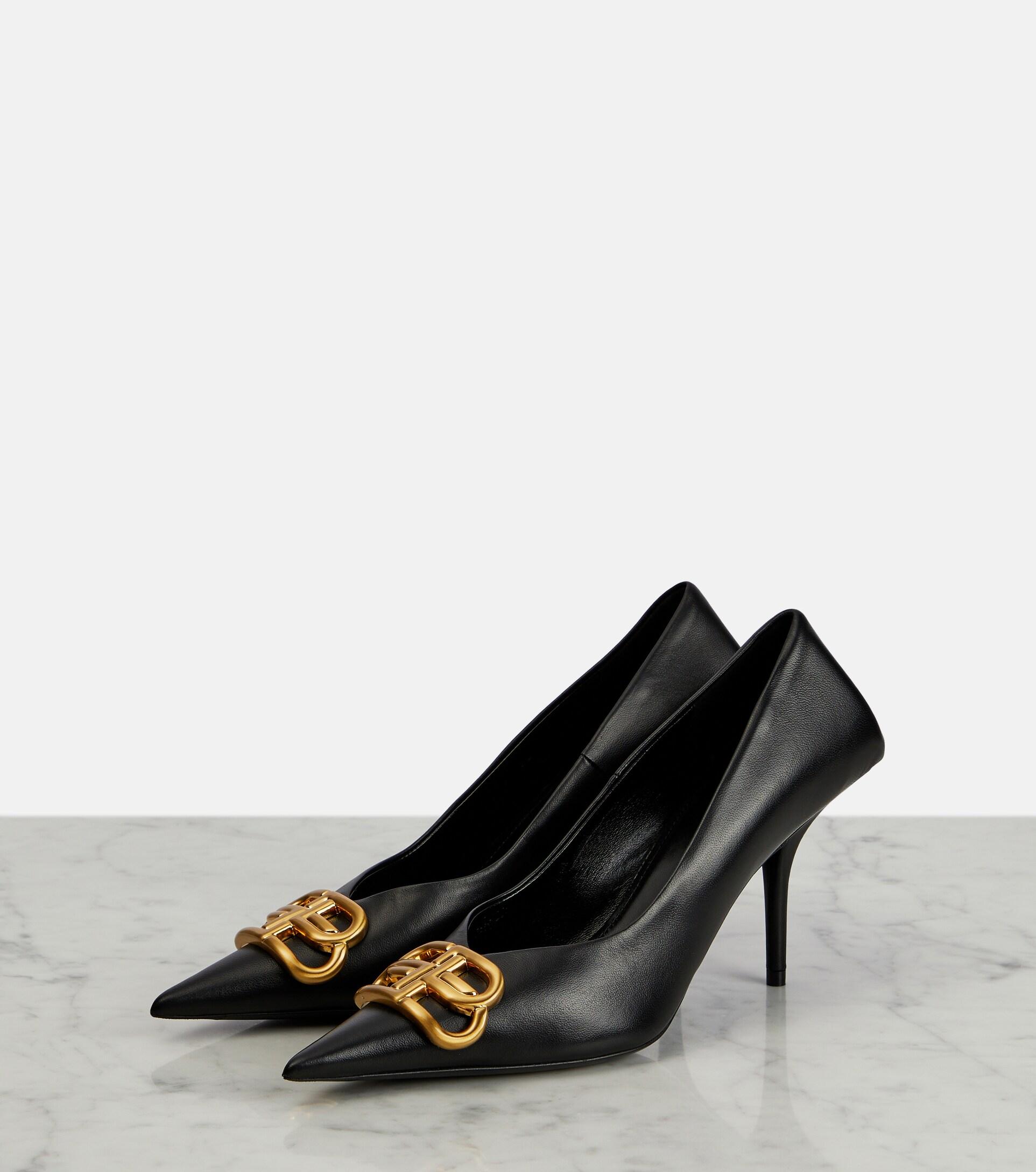 Balenciaga Square Knife Bb Leather Pumps in Black | Lyst