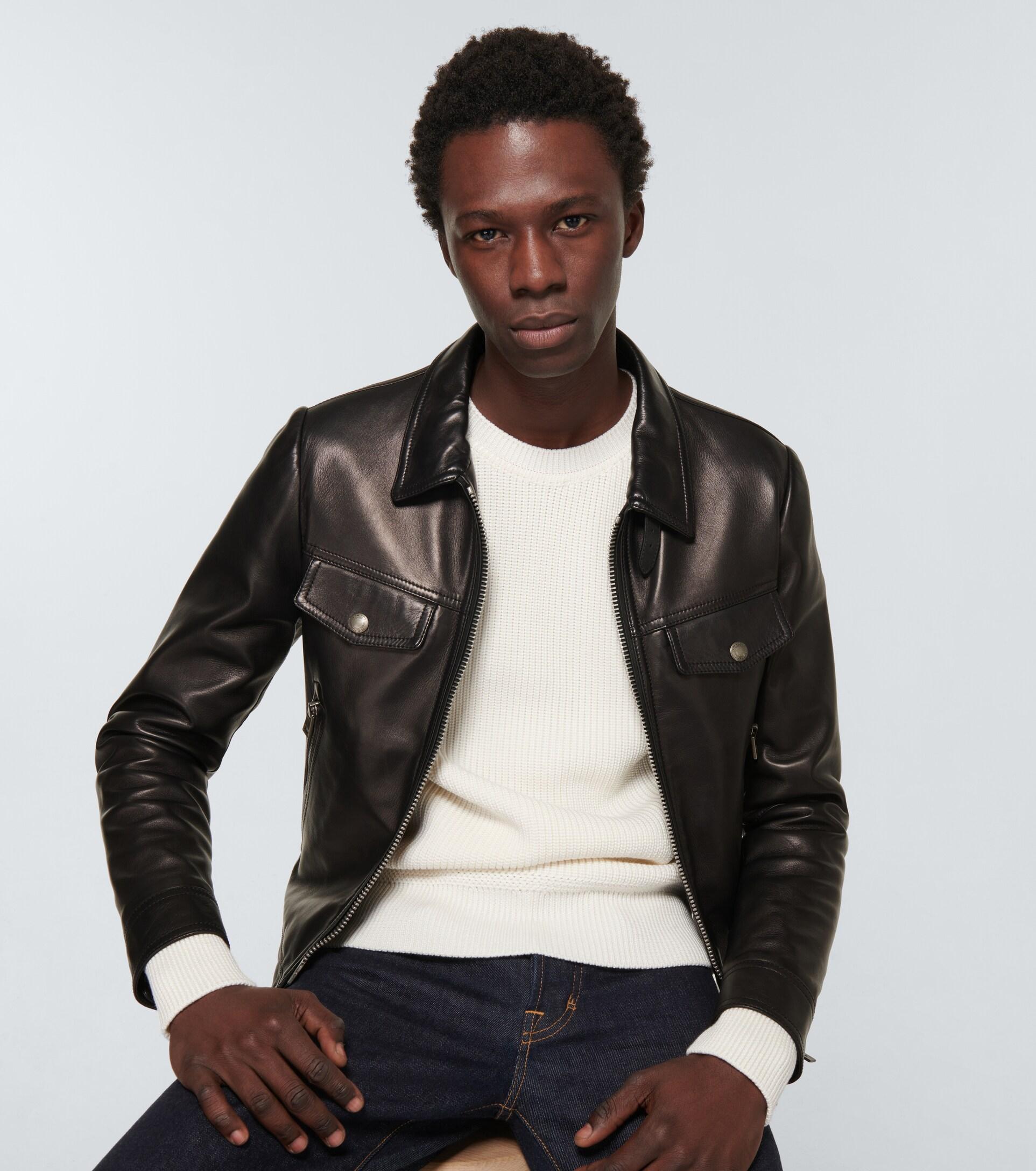 Tom Ford Off-White Western Blouson Leather Jacket