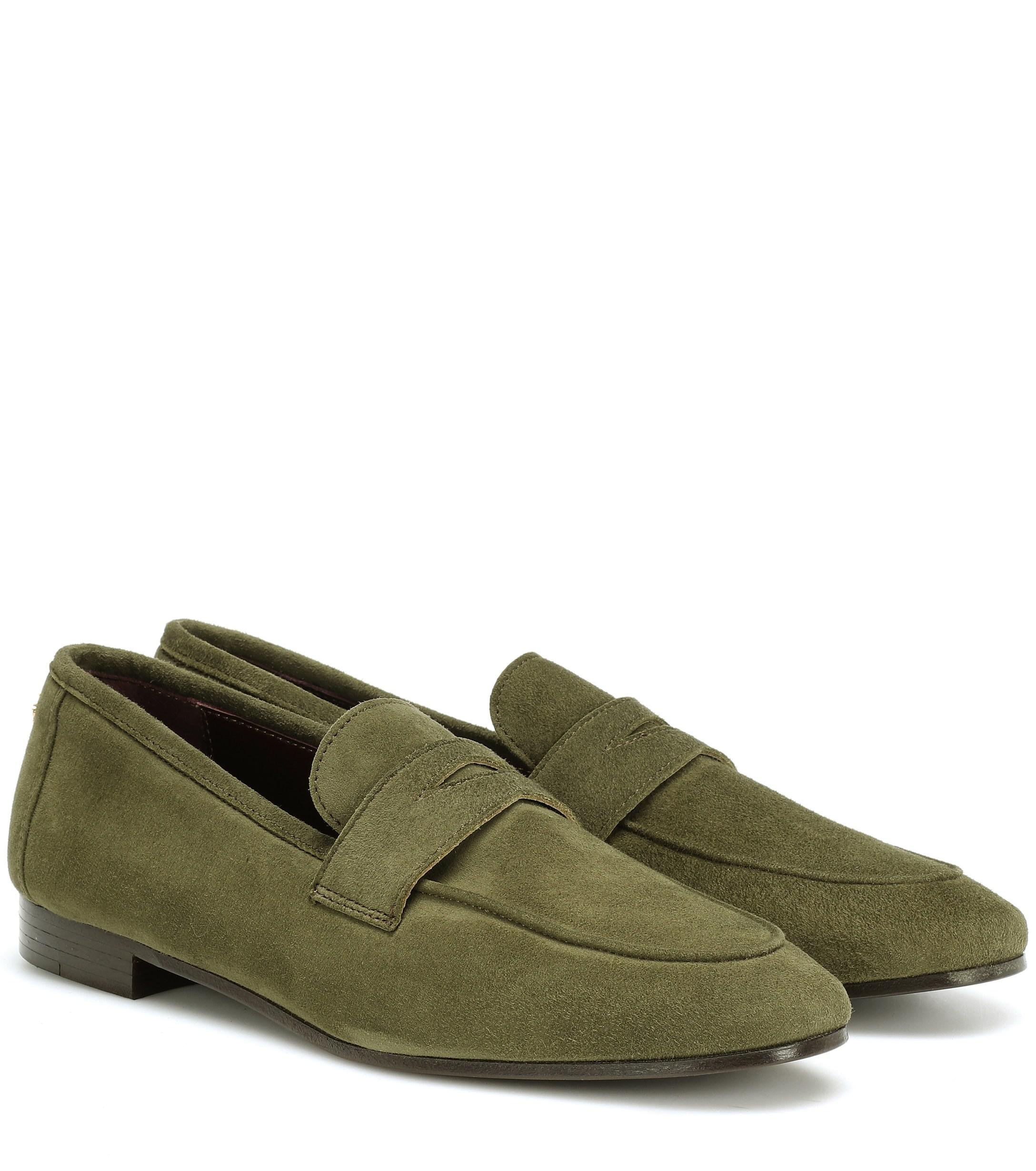Bougeotte Flaneur Suede Loafers in Khaki Green (Green) - Lyst