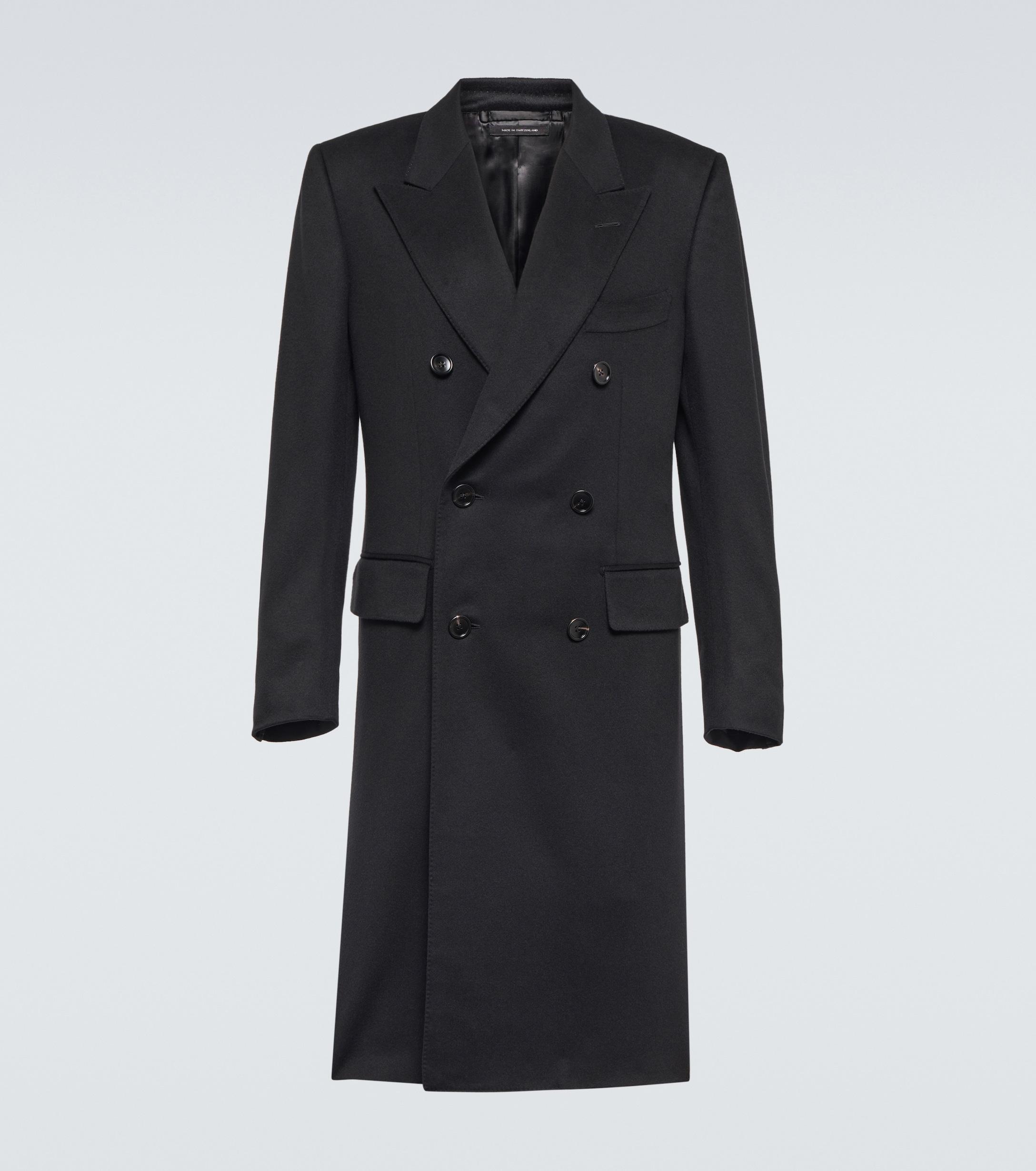 Tom Ford Double-breasted Cashmere Coat in Black for Men | Lyst