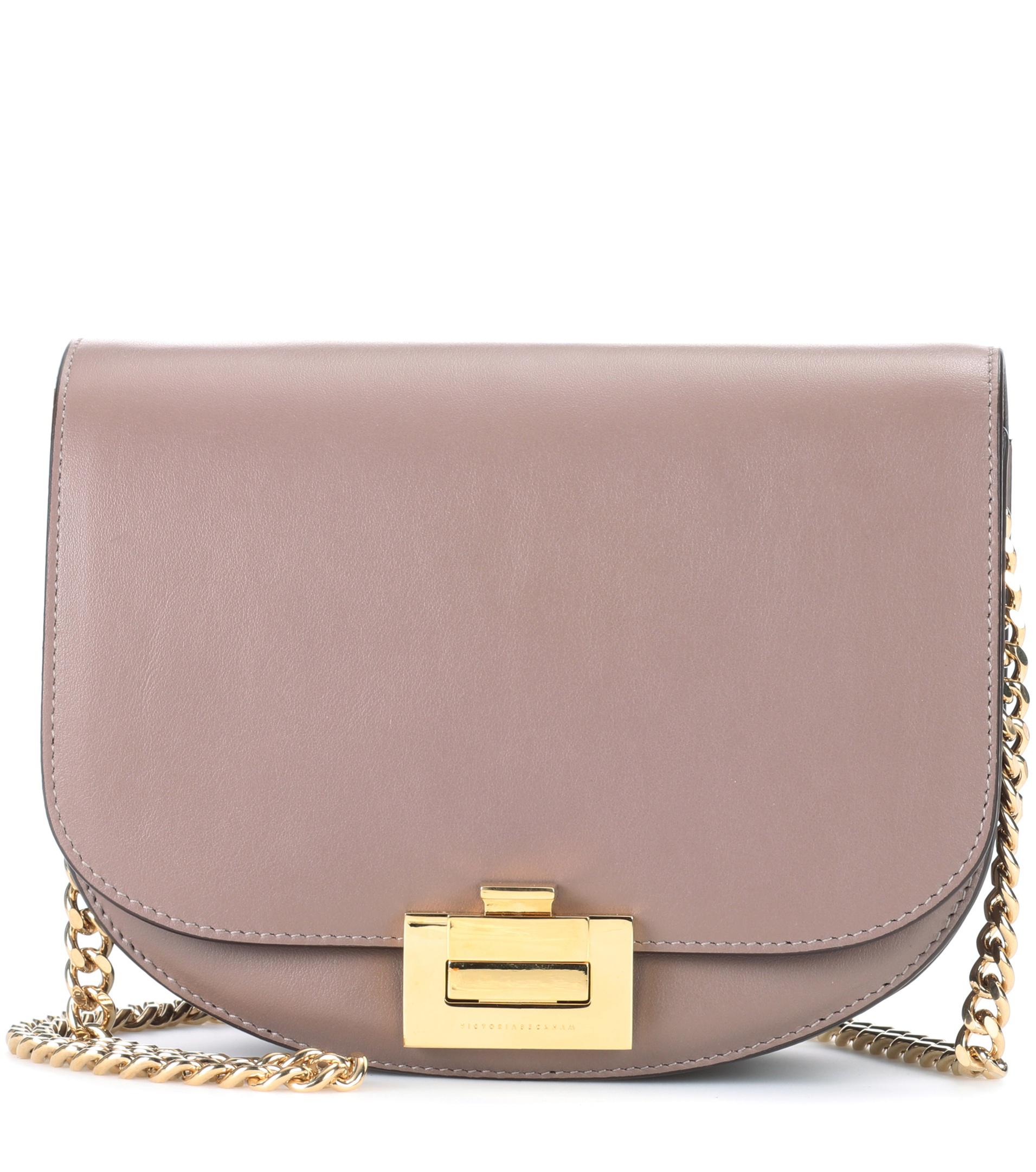 Victoria Beckham Box With Chain Leather Shoulder Bag in Grey (Gray) - Lyst