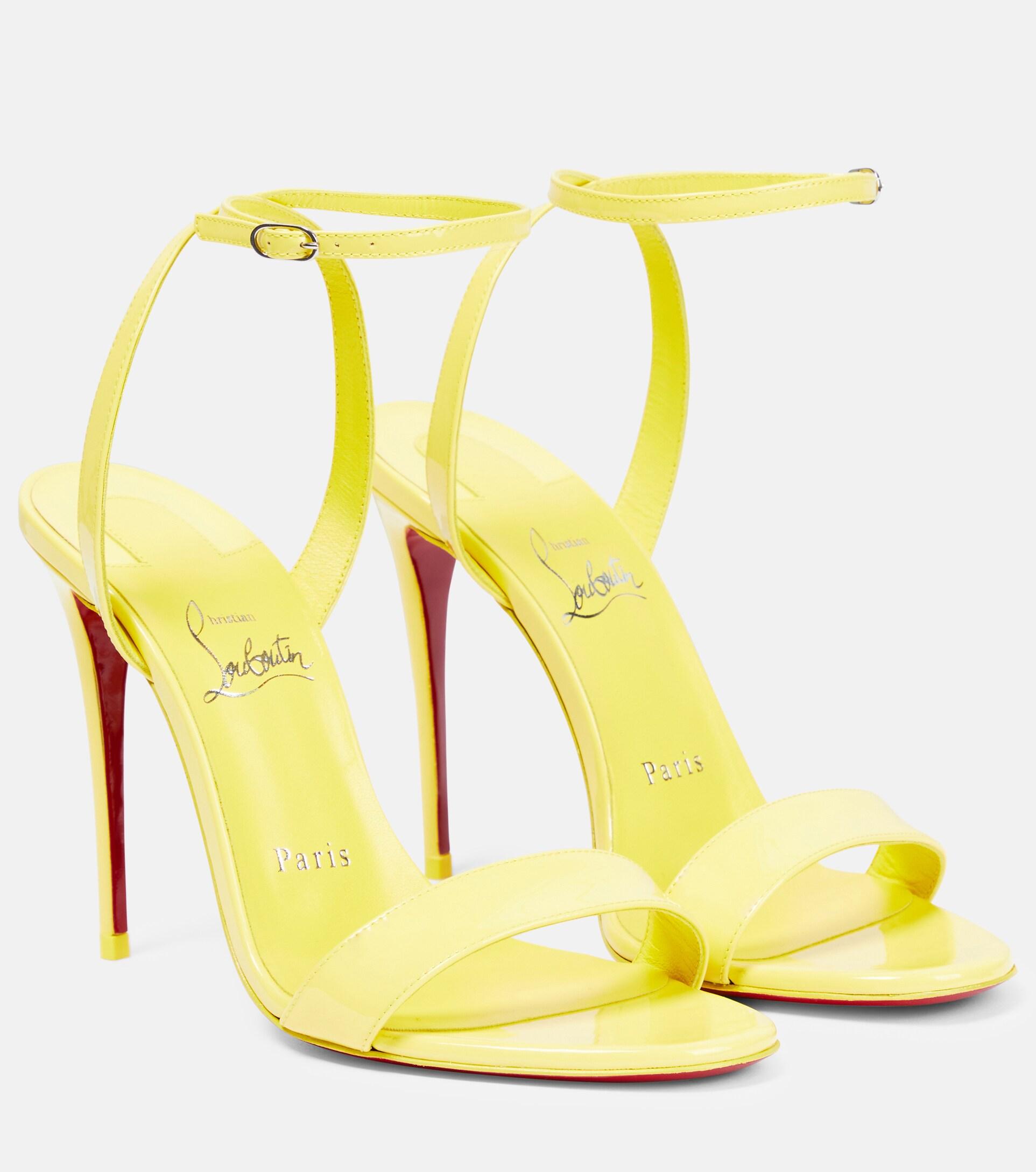 Christian Louboutin Loubigirl 100 Patent Sandal in Yellow | Lyst Christian Louboutin Loubigirl 100 Patent Sandal in Yellow | Lyst