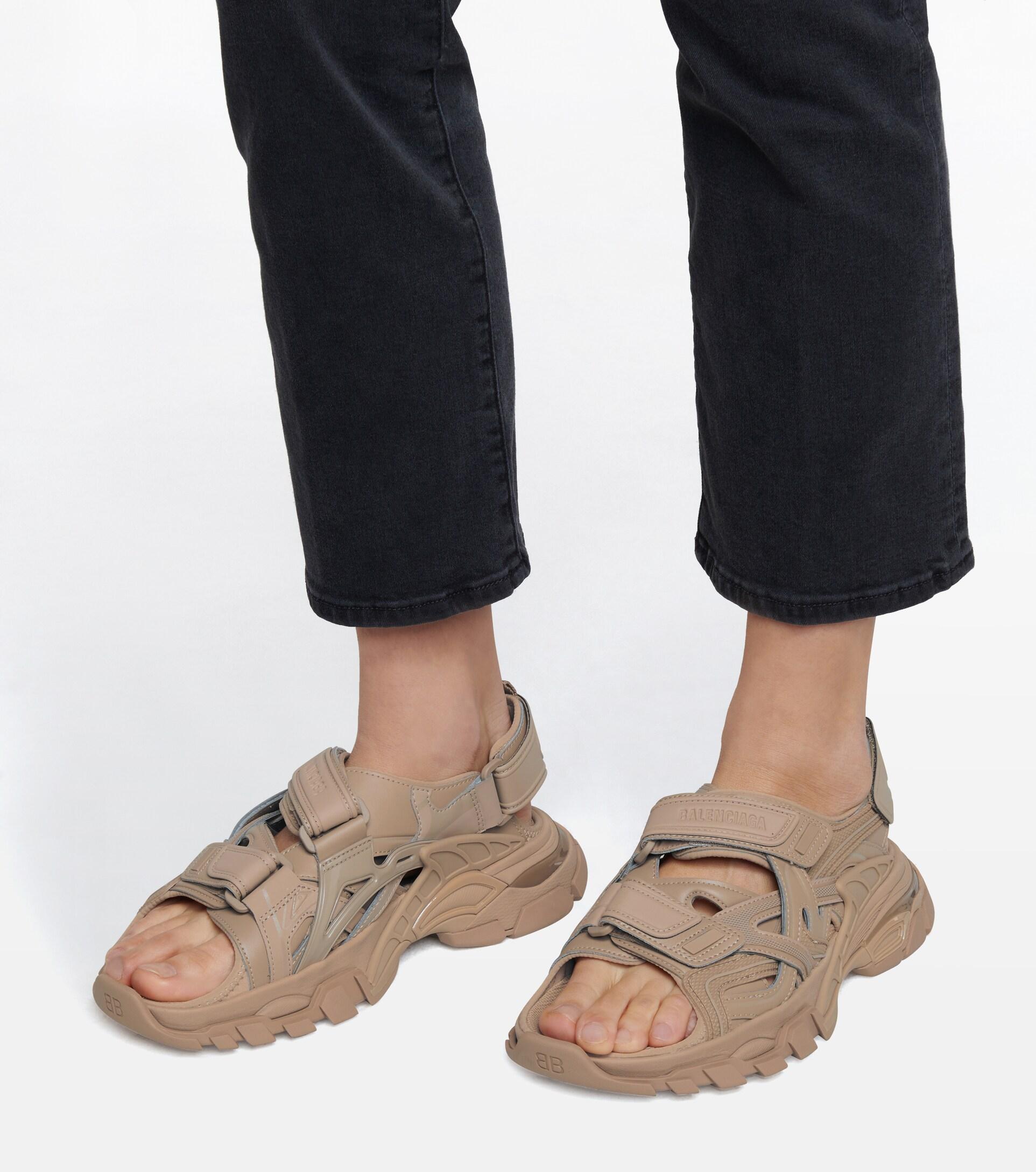 Balenciaga Track Sandals in Brown | Lyst