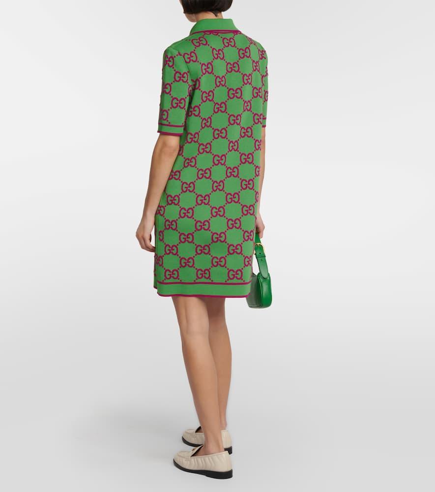 Gucci GG Cotton And Silk Blend Polo Dress in Green | Lyst