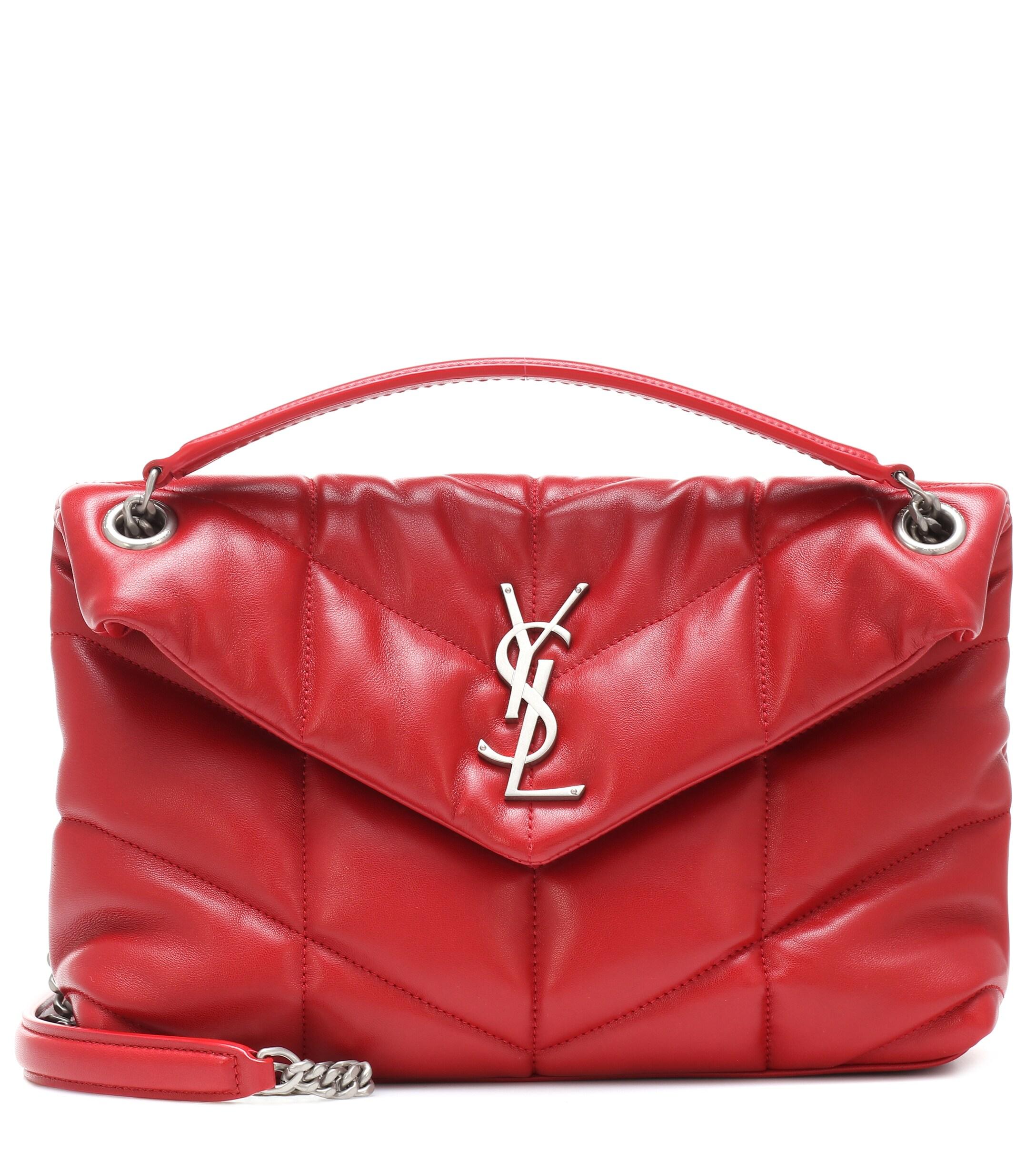 blive imponeret negativ Tangle Saint Laurent Loulou Puffer Small Shoulder Bag in Red | Lyst