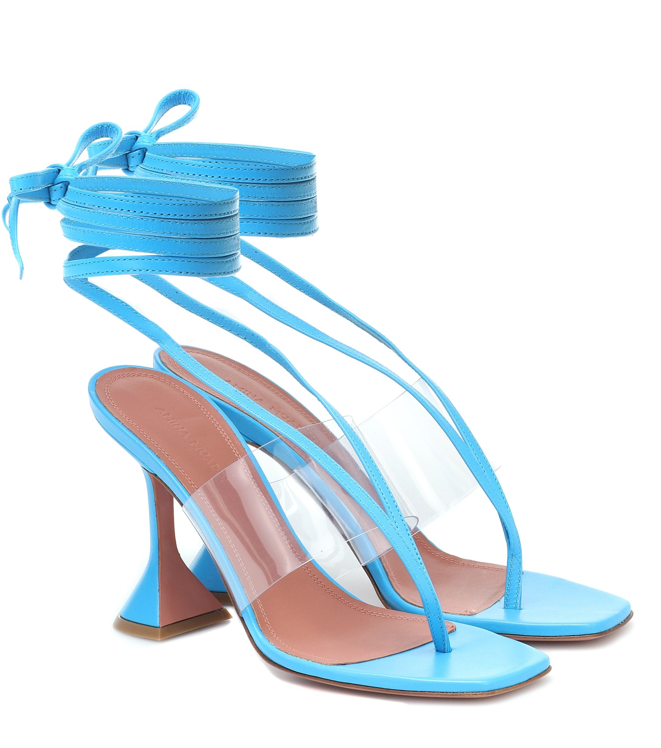 amina muaddi blue heel