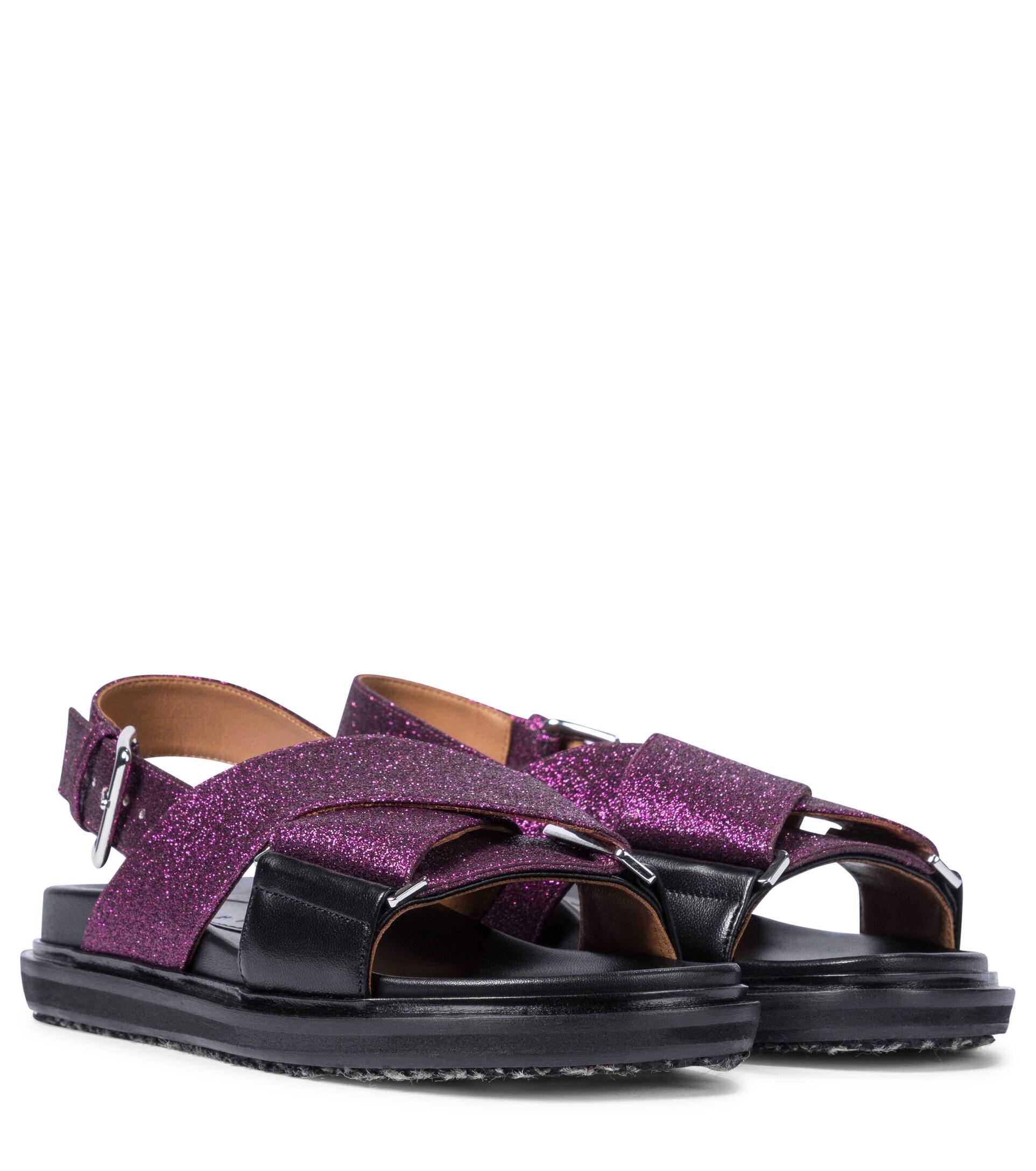 Marni Fussbett Glitter Sandals in Purple | Lyst