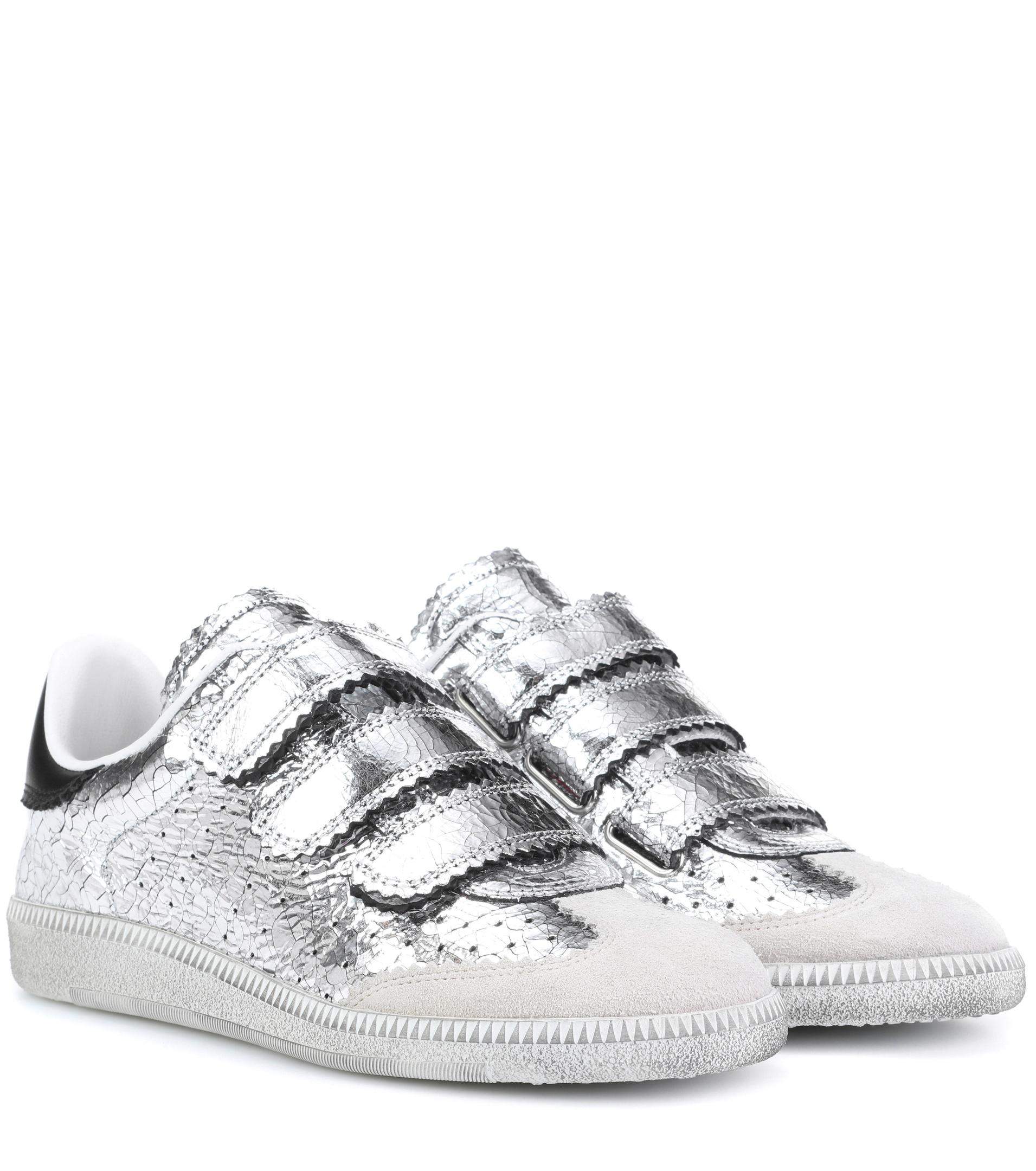 Isabel Marant Beth Leather Sneakers in Metallic | Lyst