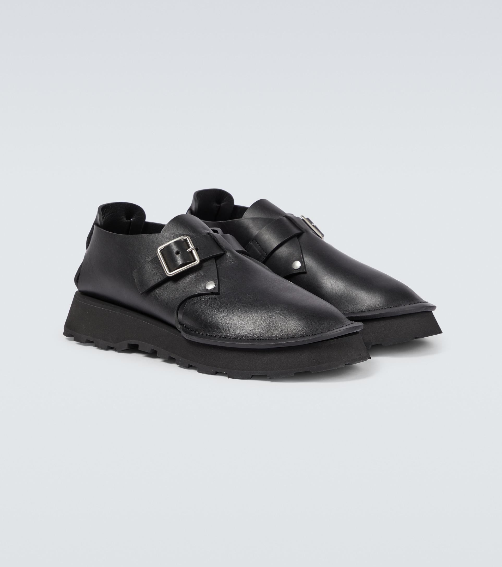 Jil Sander Naim Leather Sandals in Black for Men | Lyst