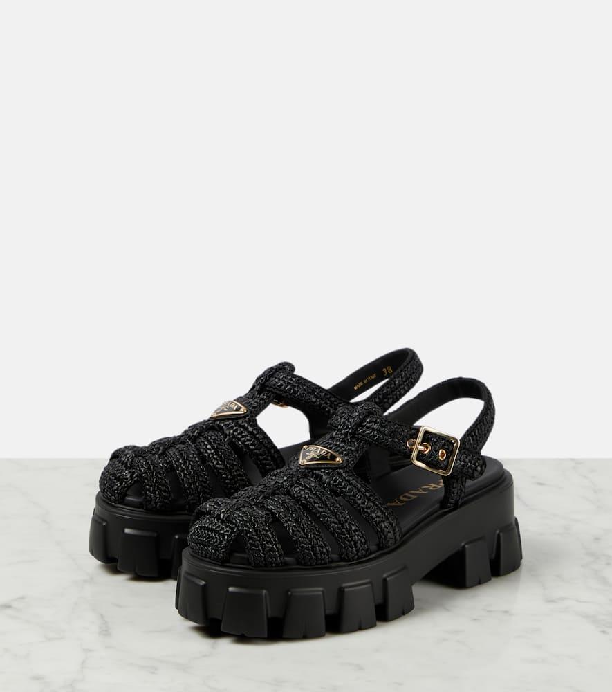 Prada Monolith Platform Sandals in Black | Lyst UK
